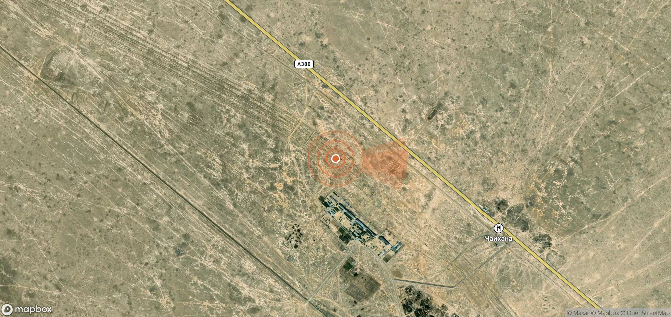 Satellite map of methane plume locations in Uzbekistan