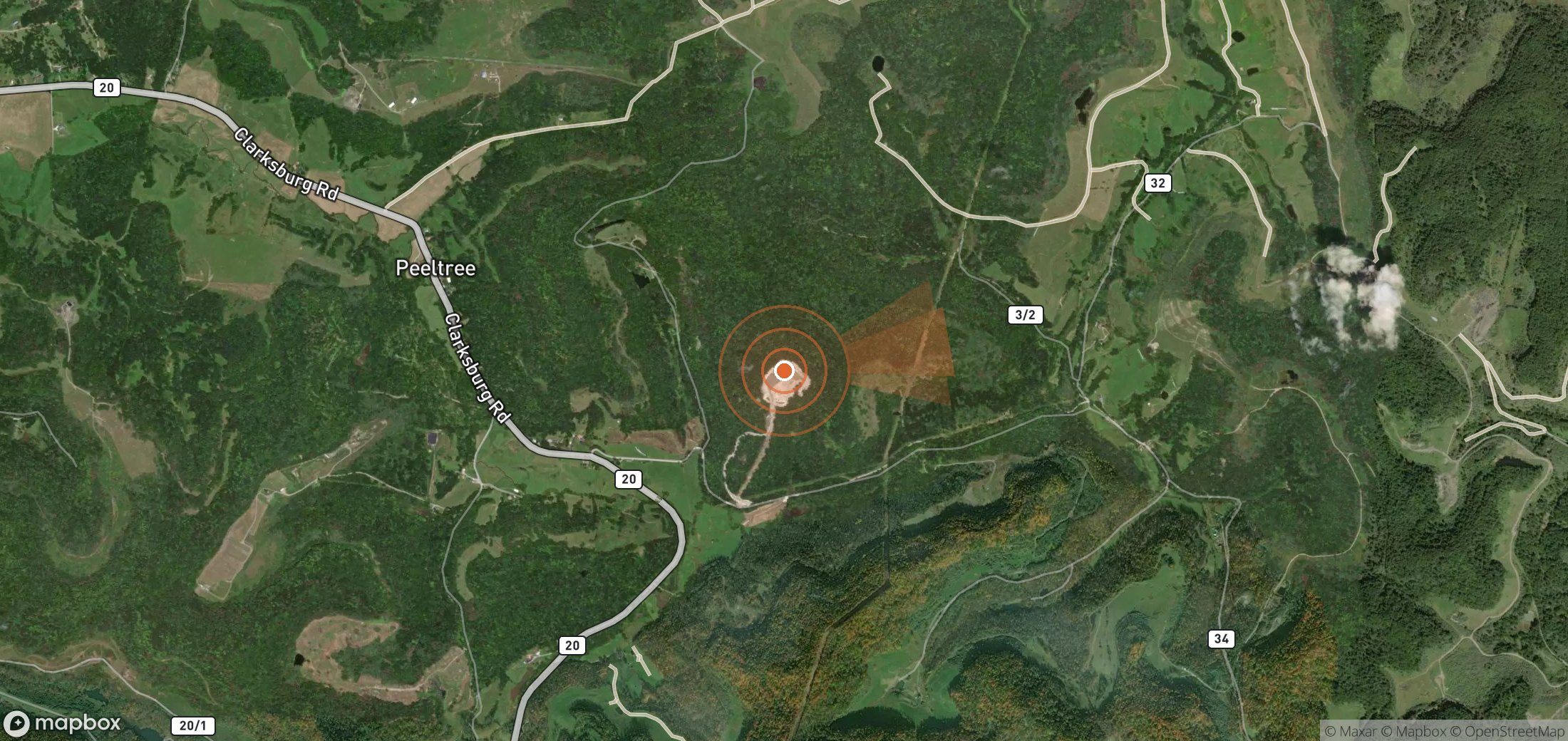 Satellite map of methane plume locations in United States