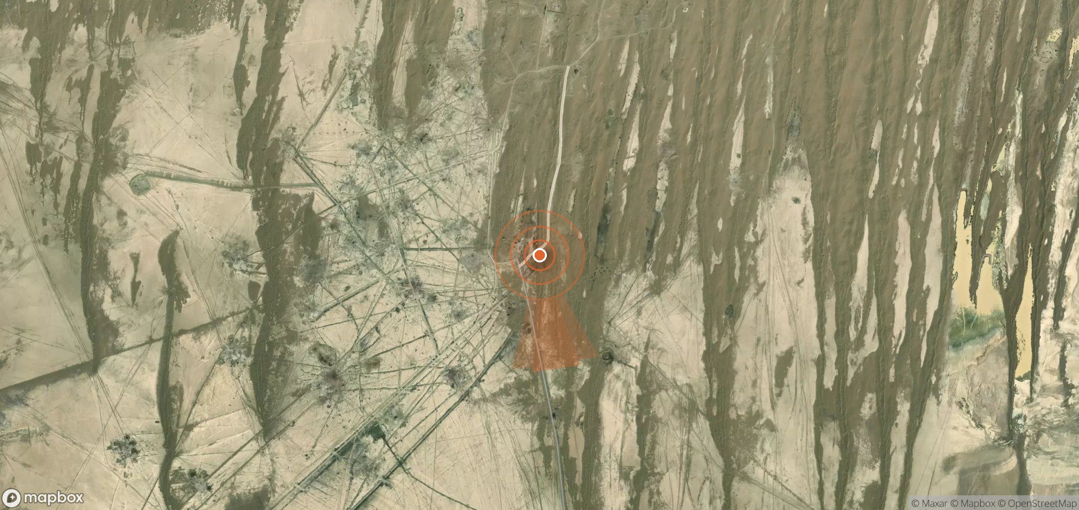 Satellite map of methane plume locations in Turkmenistan