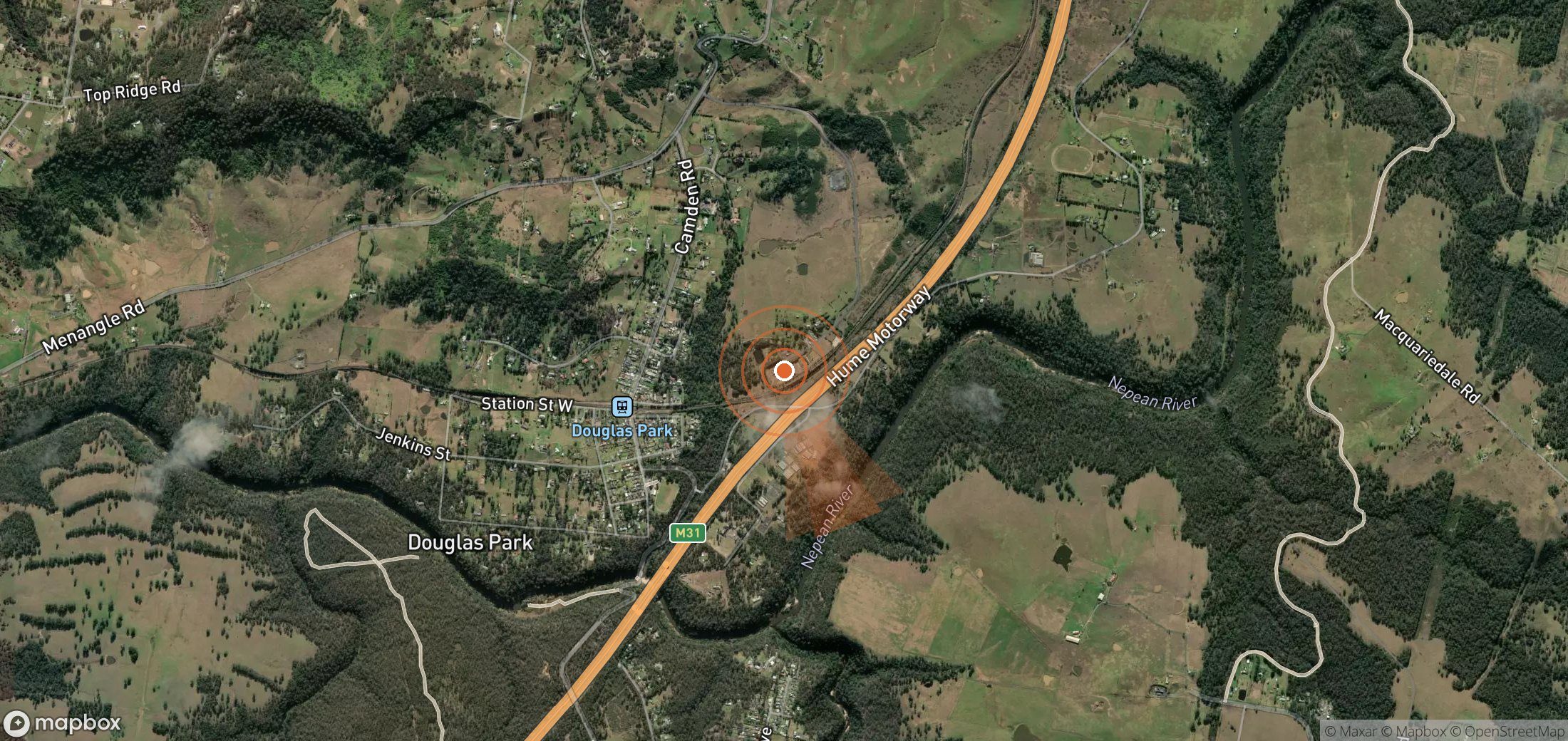 Satellite map of methane plume locations in Australia