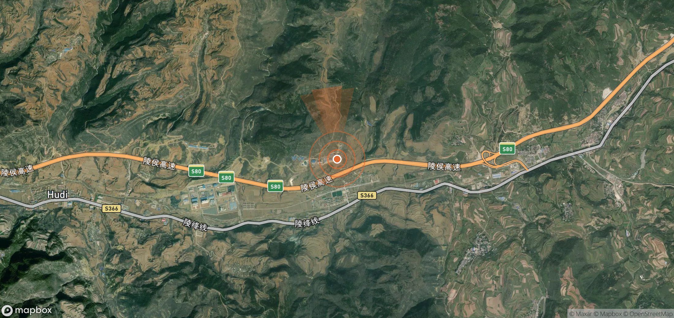 Satellite map of methane plume locations in China