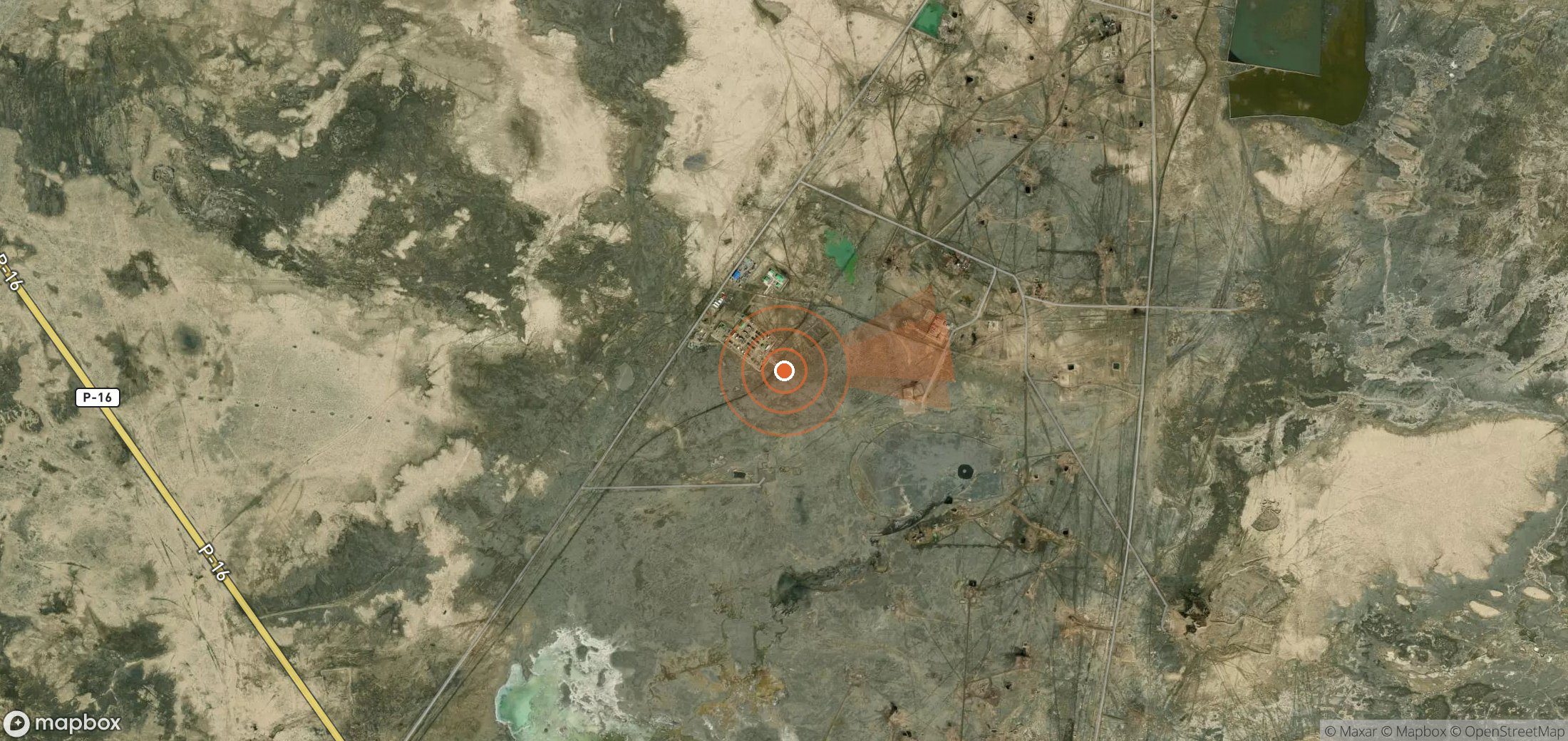 Satellite map of methane plume locations in Turkmenistan