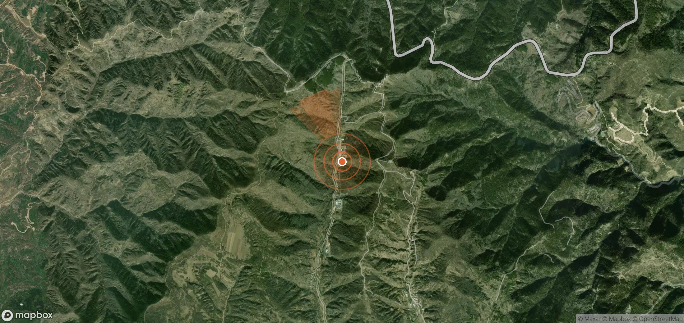 Mapa satelital de plumas de metano en China