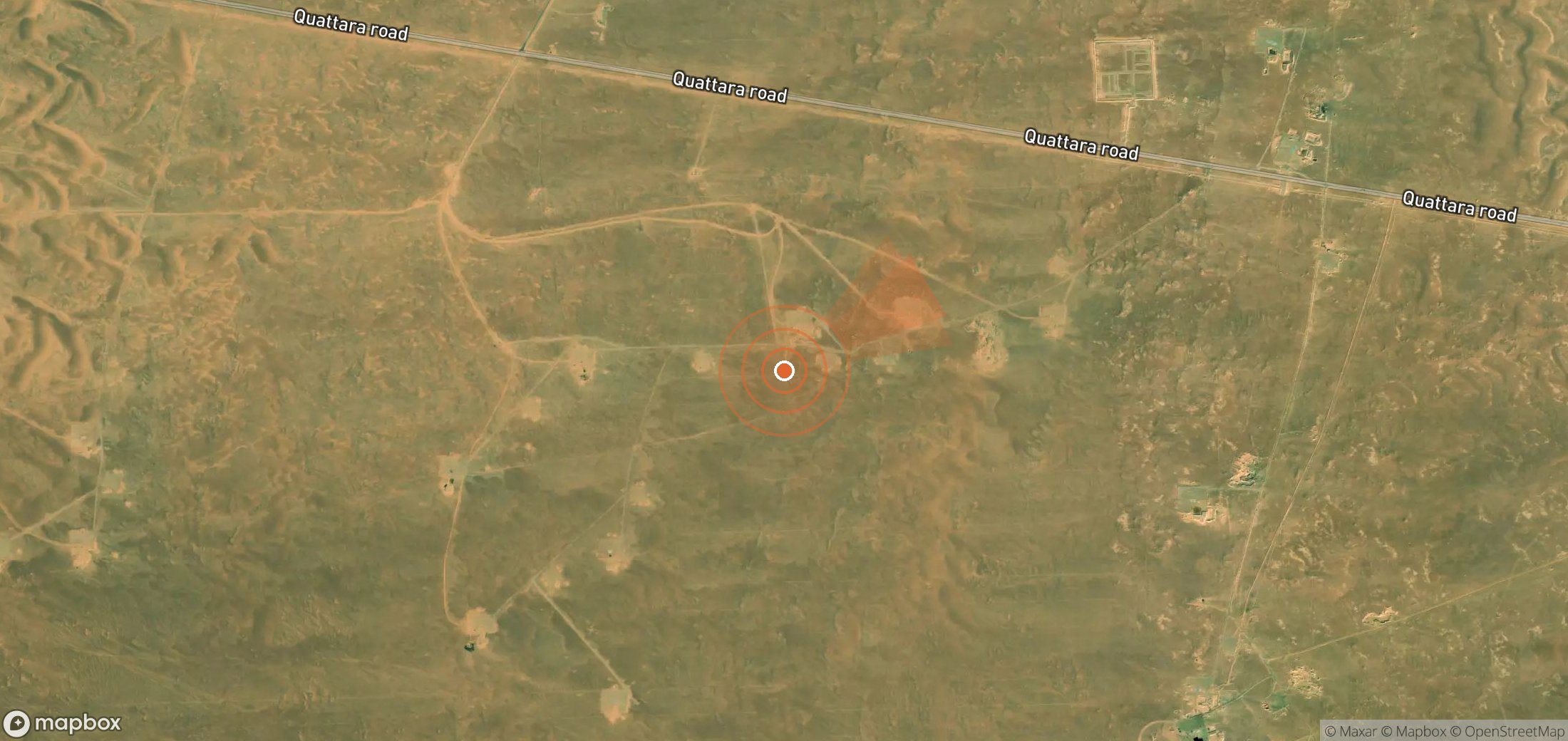 Satellite map of methane plume locations in Egypt