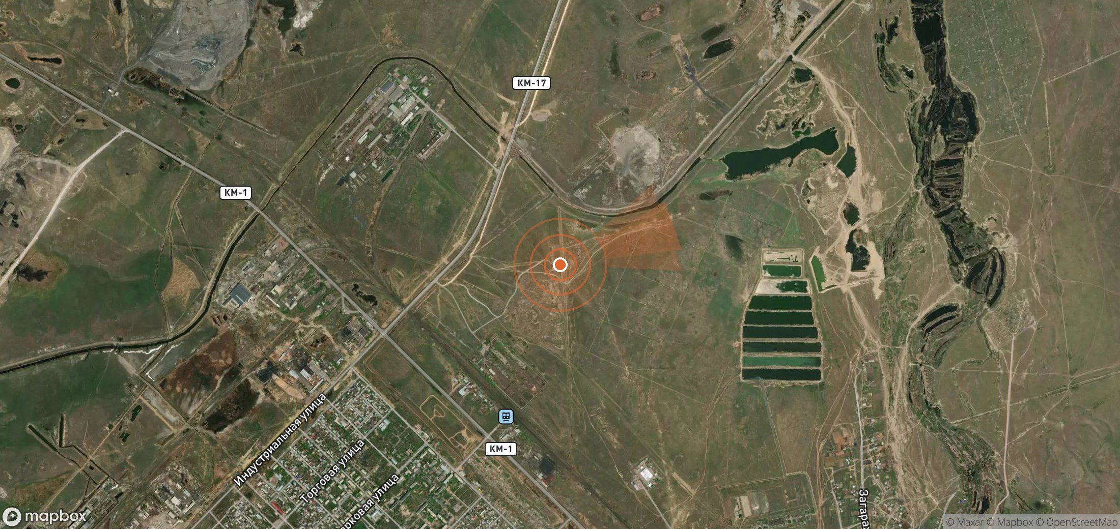 Satellite map of methane plume locations in Kazakhstan