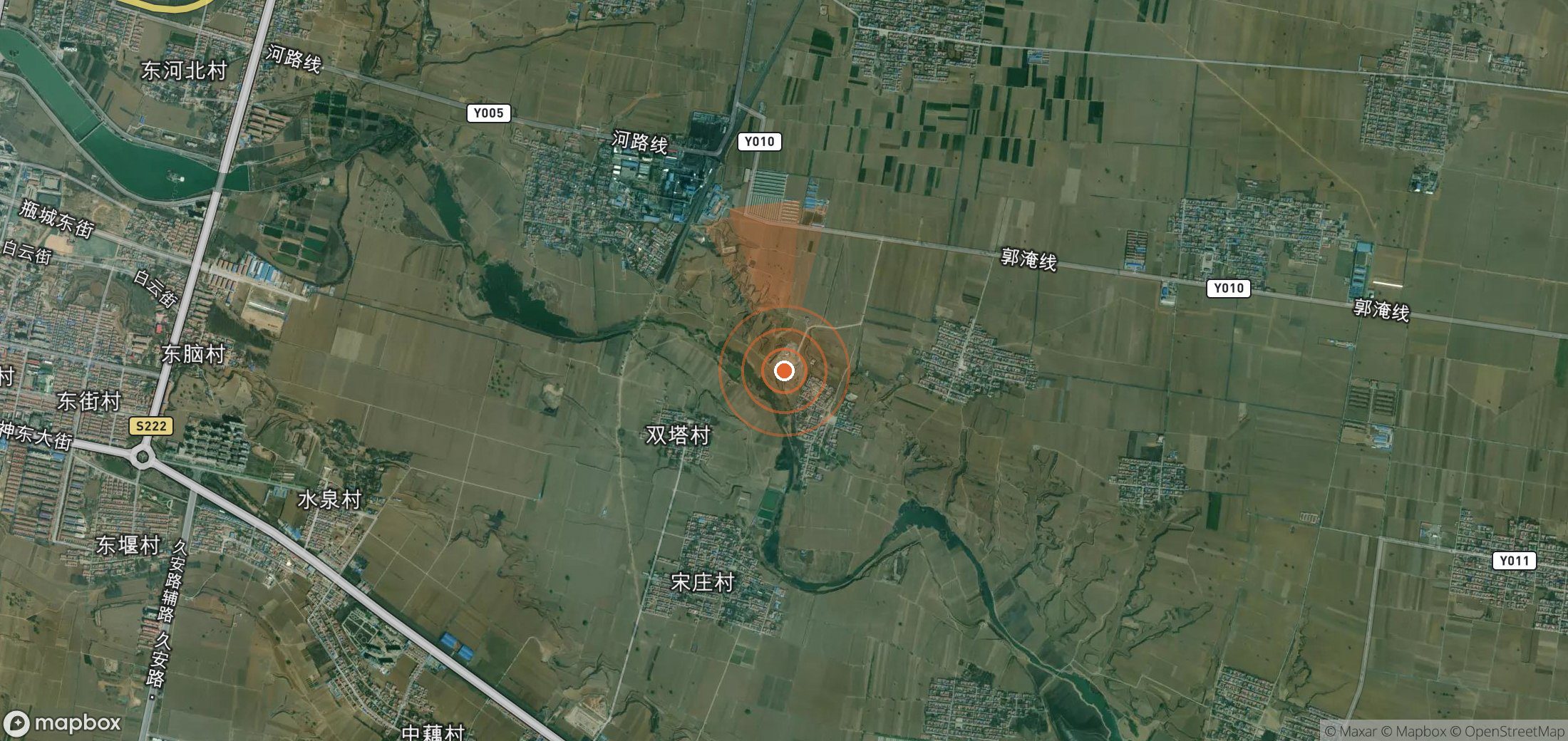 Satellite map of methane plume locations in China