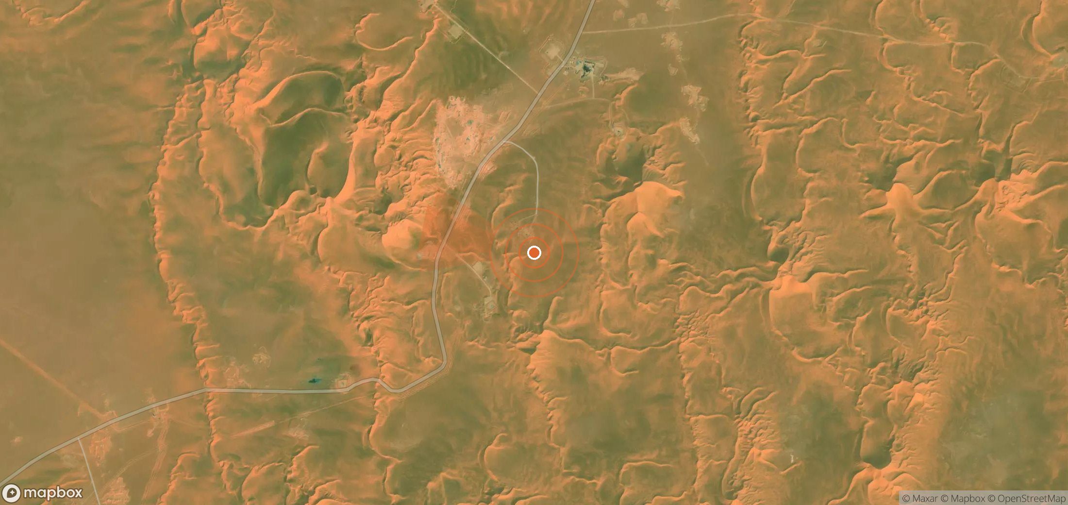 Satellite map of methane plume locations in Algeria