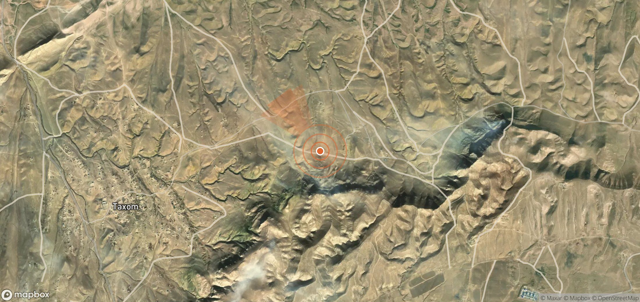 Satellite map of methane plume locations in Uzbekistan