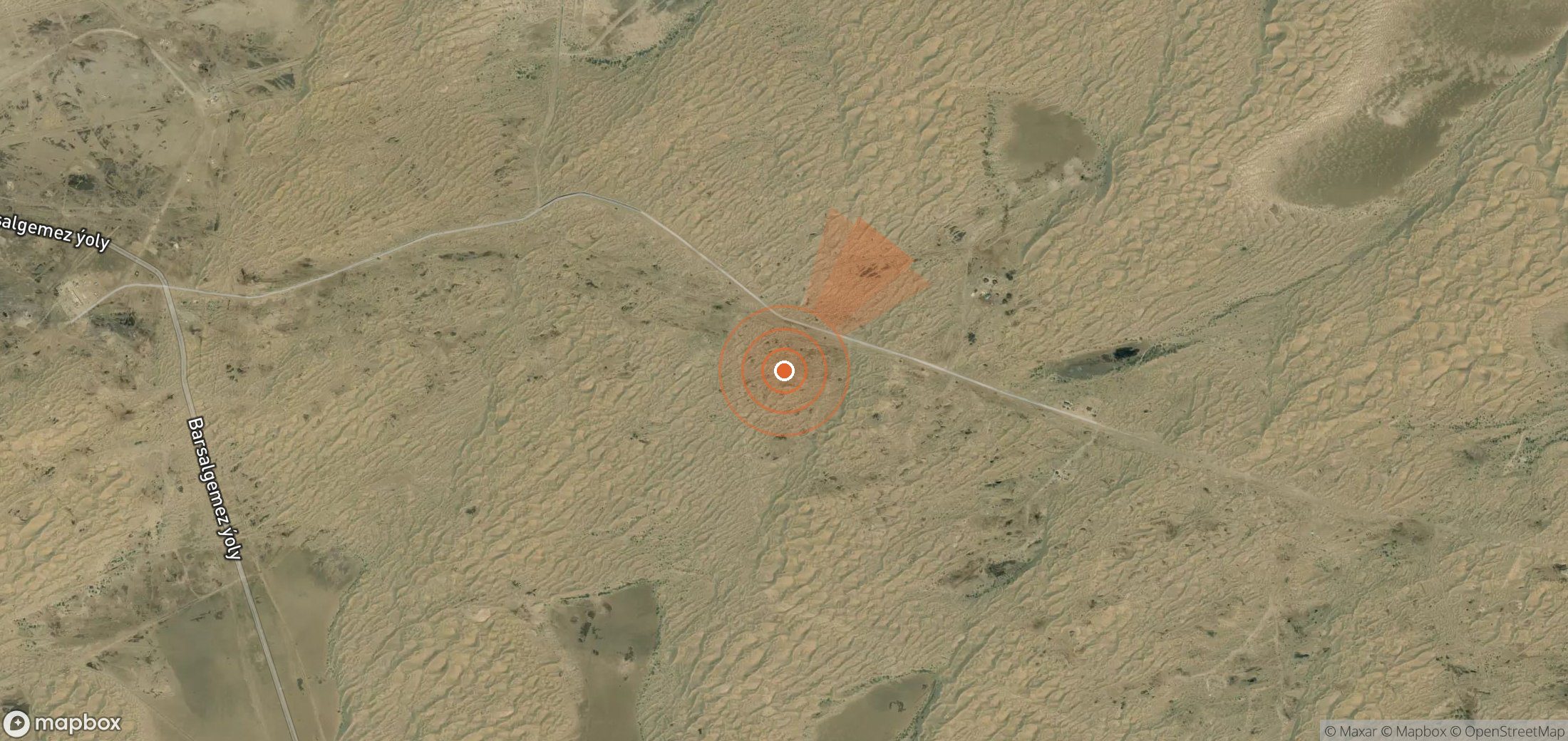 Satellite map of methane plume locations in Turkmenistan