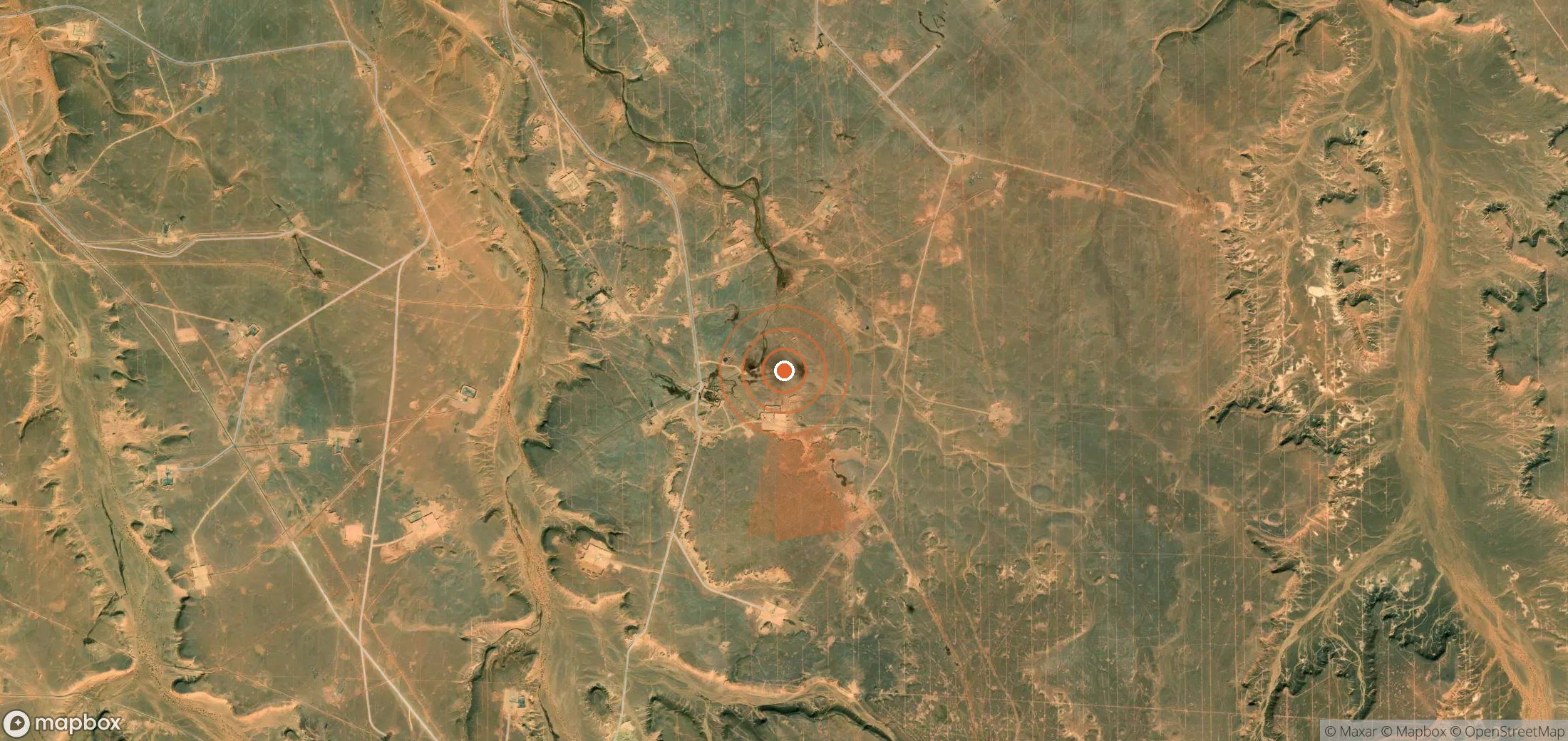 Satellite map of methane plume locations in Algeria