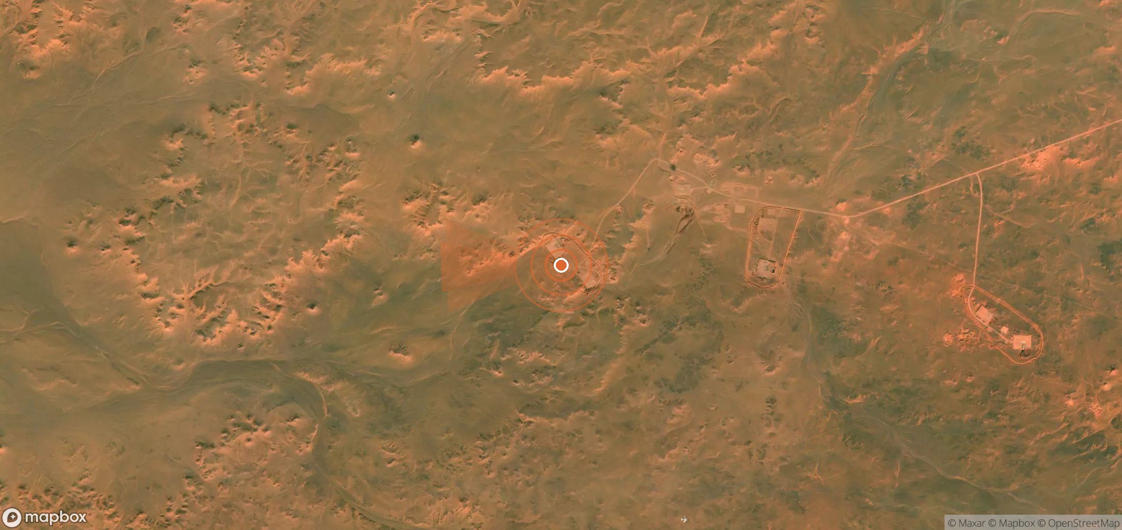 Satellite map of methane plume locations in Algeria