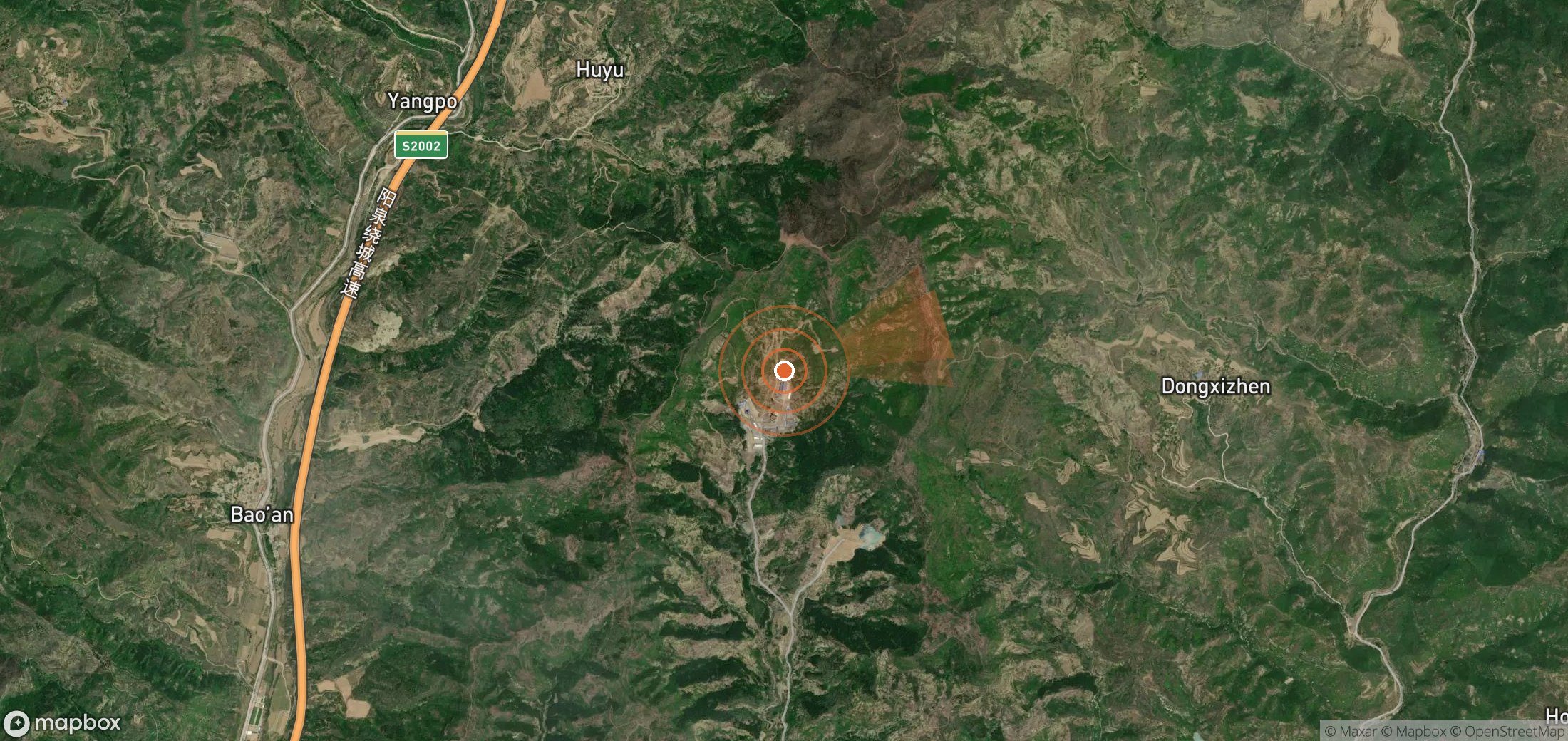 Satellite map of methane plume locations in China