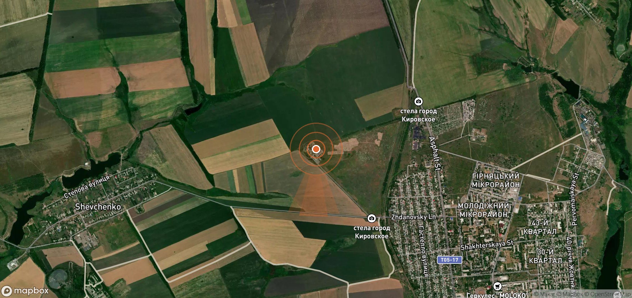Satellite map of methane plume locations in Ukraine