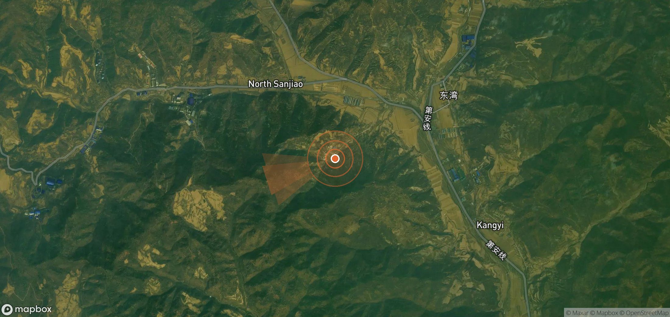 Satellite map of methane plume locations in China