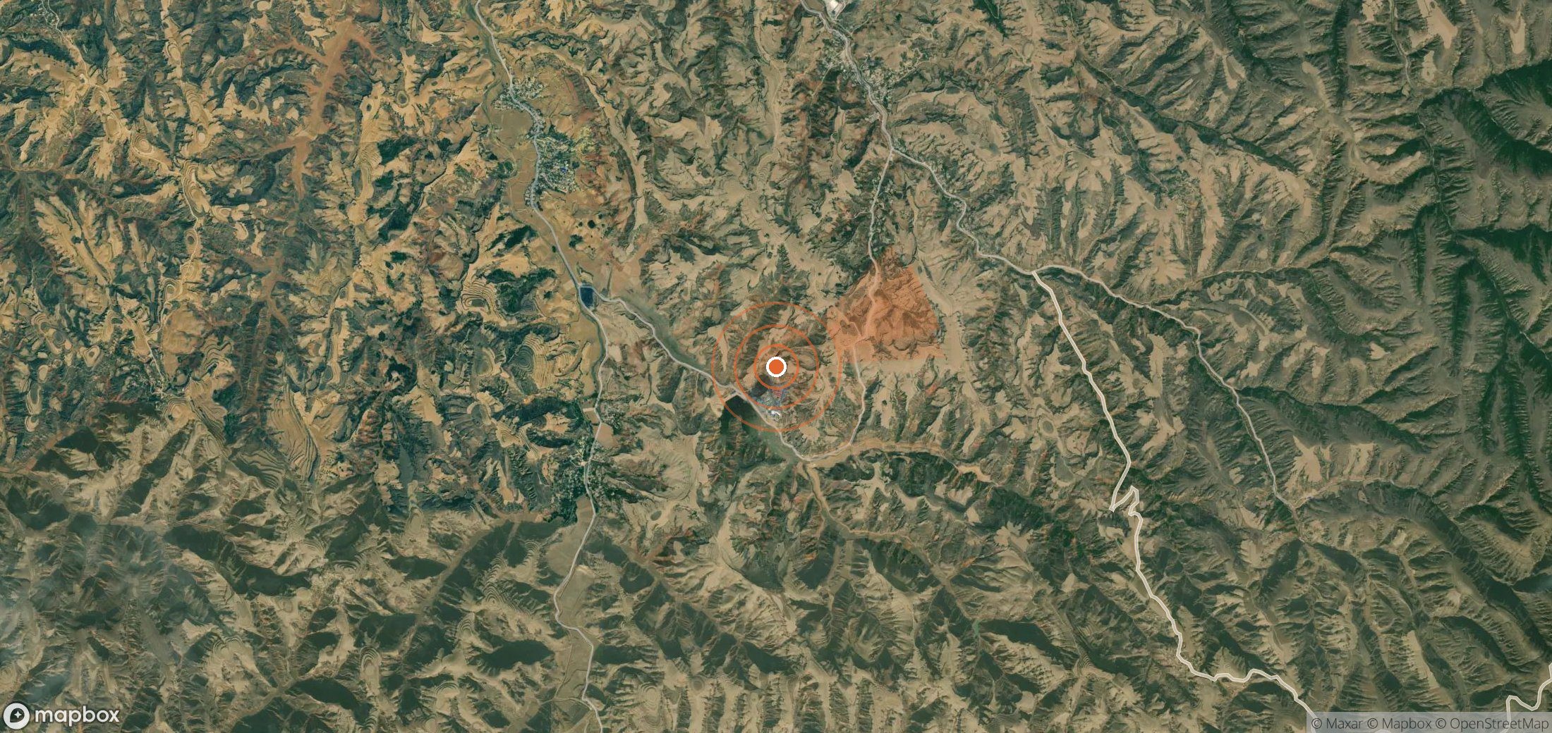 Satellite map of methane plume locations in China