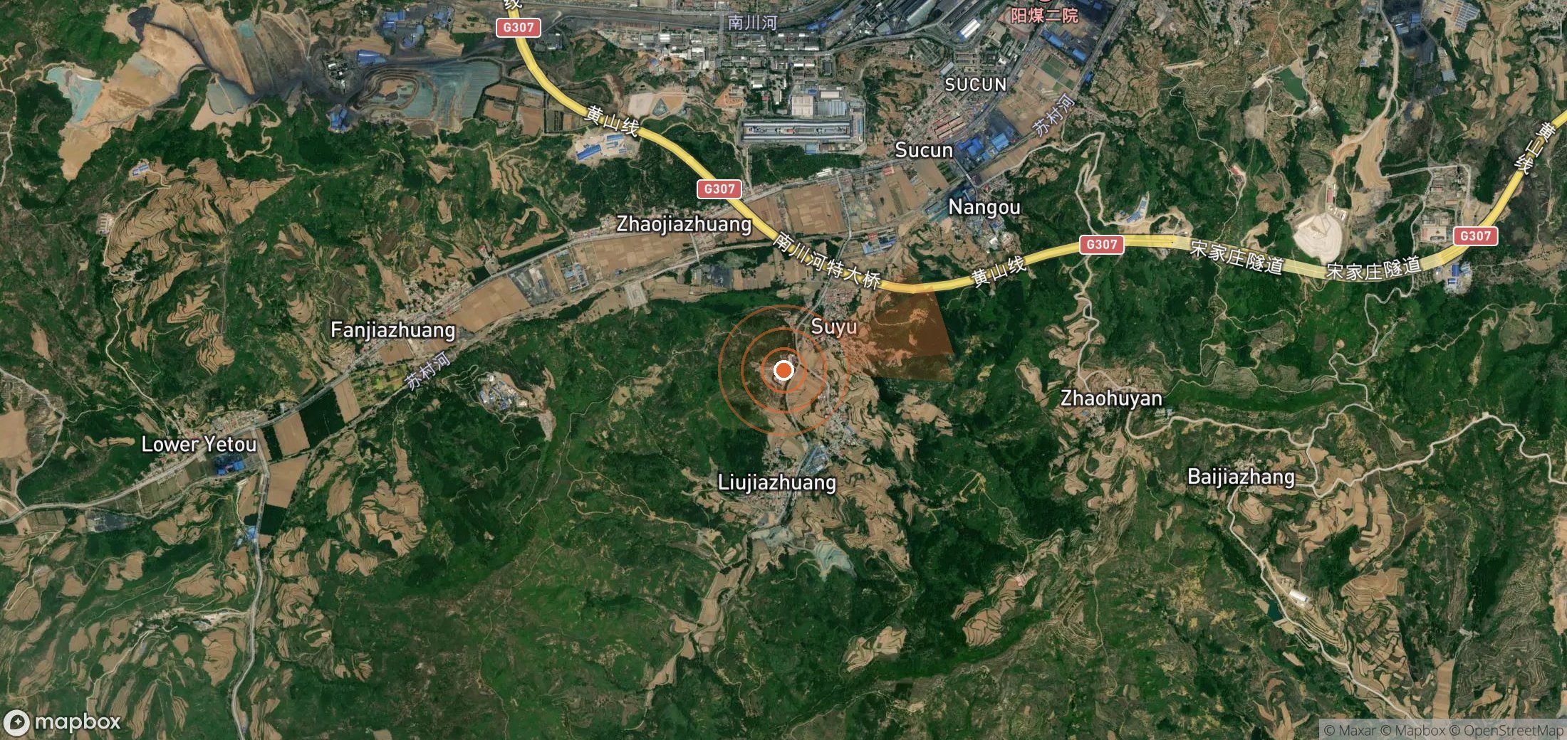 Satellite map of methane plume locations in China