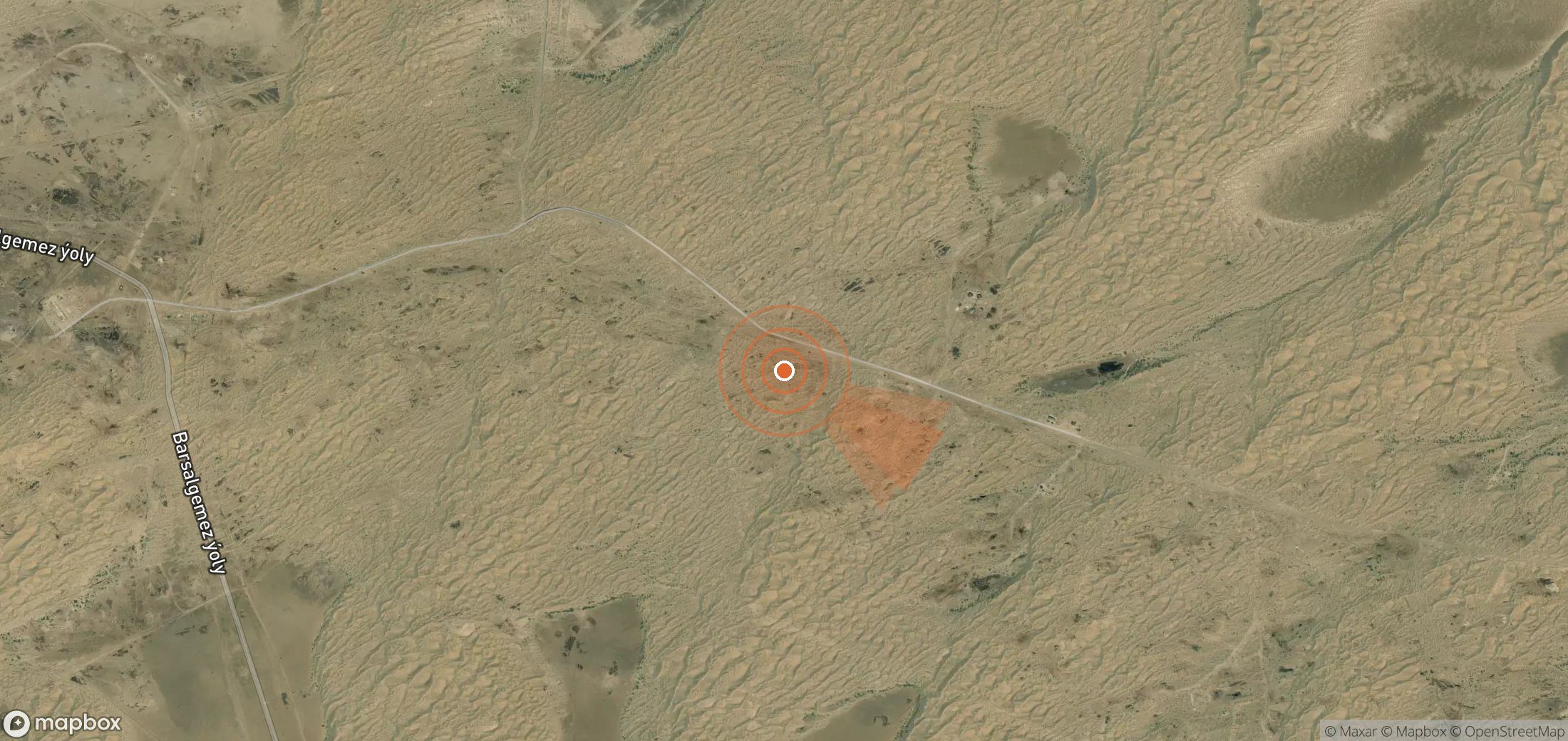 Satellite map of methane plume locations in Turkmenistan