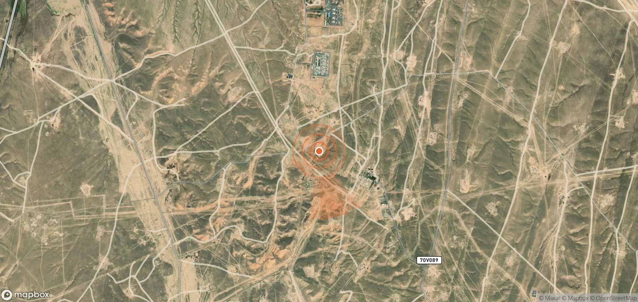 Satellite map of methane plume locations in Uzbekistan