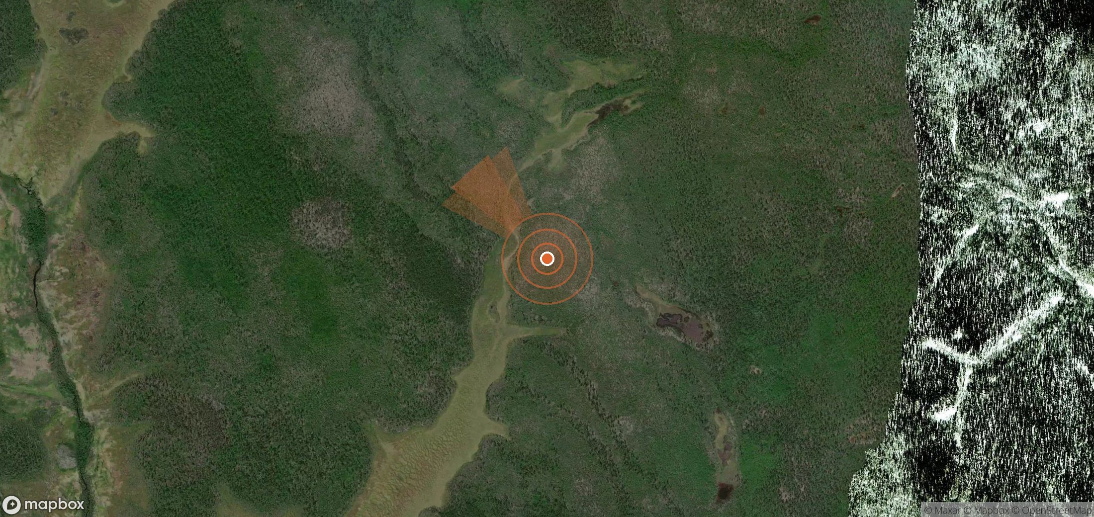 Satellite map of methane plume locations in Russia
