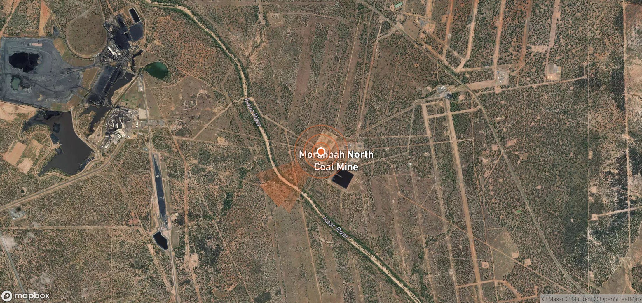 Satellite map of methane plume locations in Australia