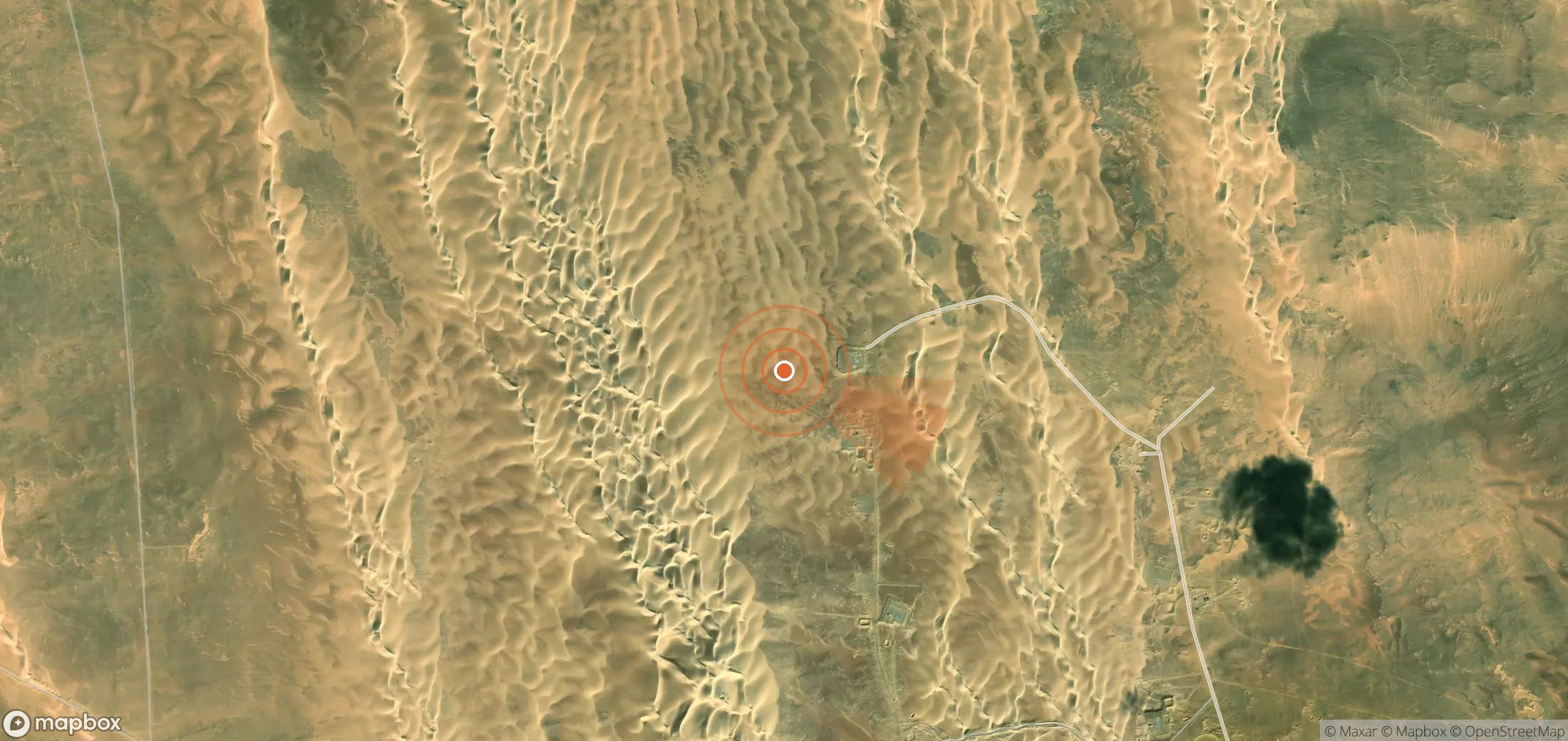 Satellite map of methane plume locations in Egypt