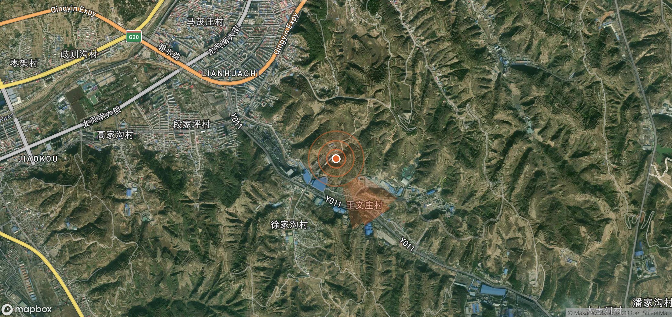 Satellite map of methane plume locations in China