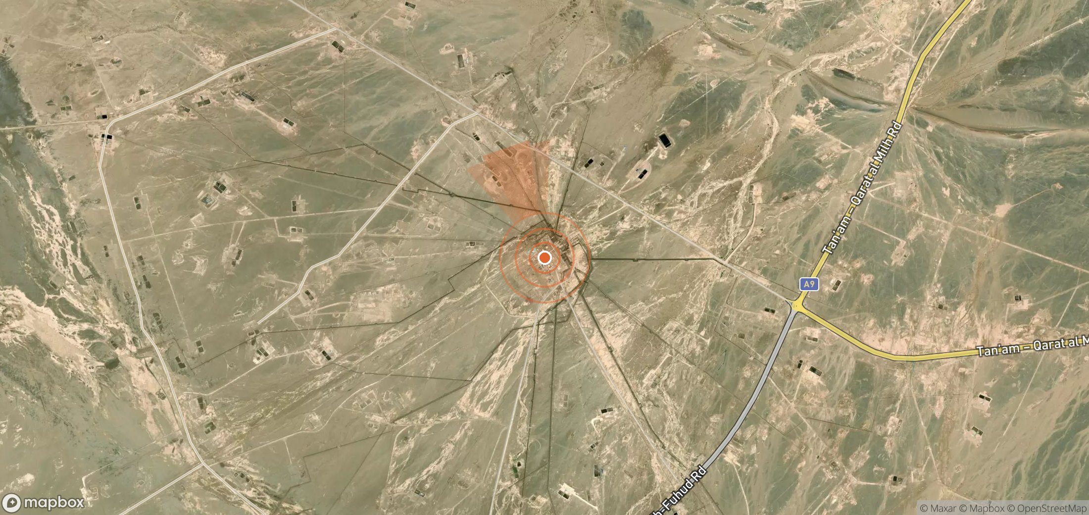 Mapa satelital de plumas de metano en Omán