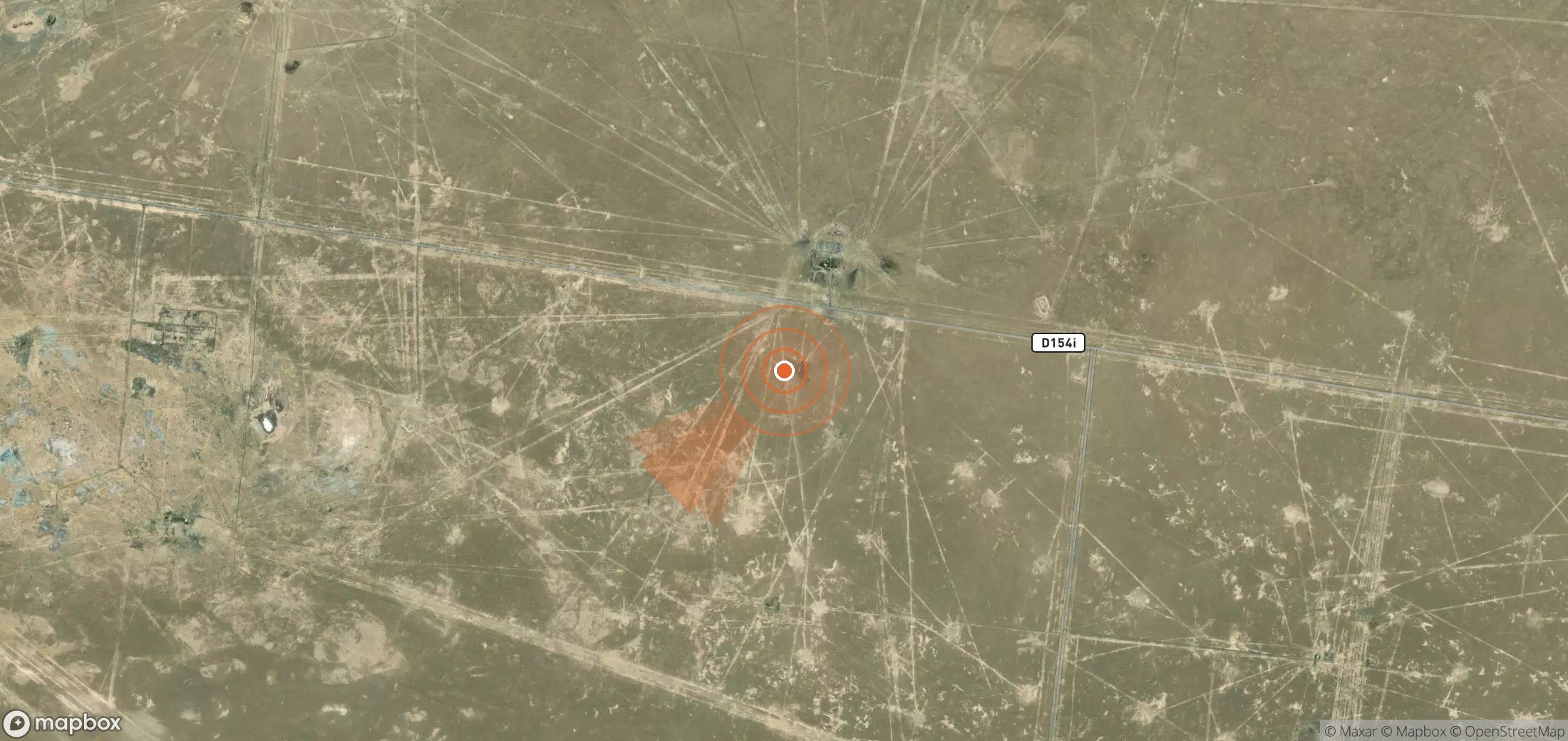 Mapa satelital de plumas de metano en Uzbekistán
