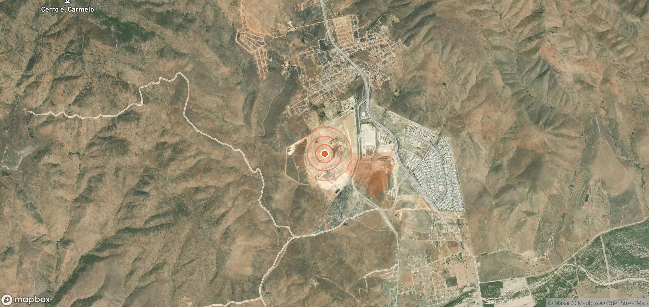 Satellite map of methane plume locations in Mexico