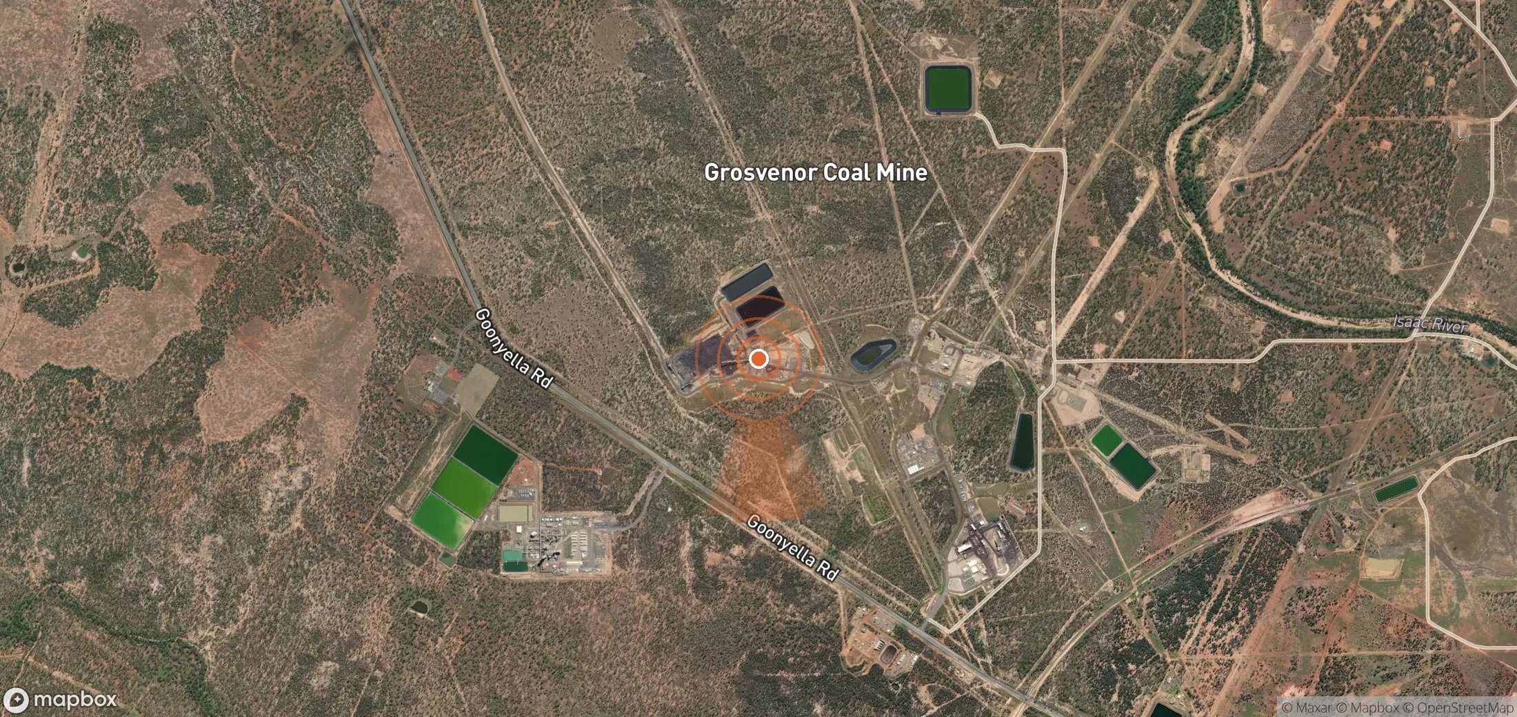 Satellite map of methane plume locations in Australia