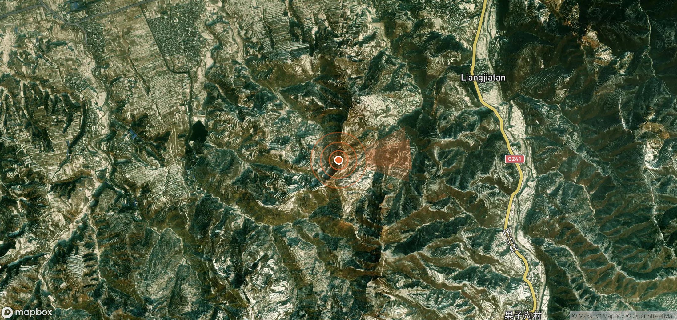 Satellite map of methane plume locations in China
