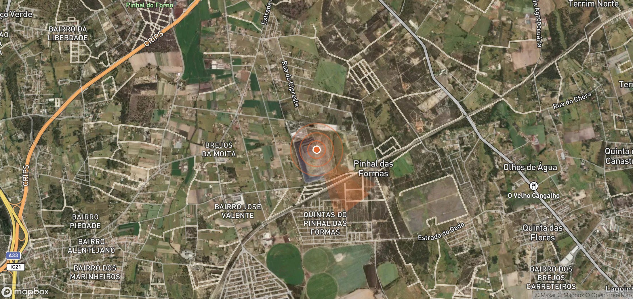 Mapa satelital de plumas de metano en Portugal