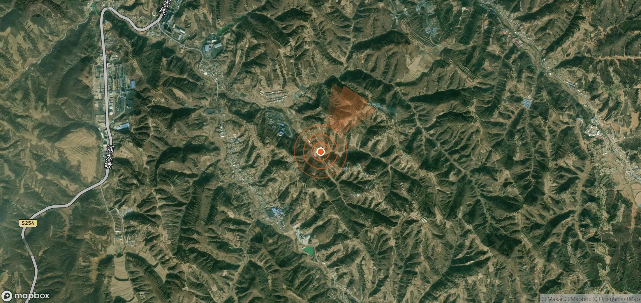 Satellite map of methane plume locations in China