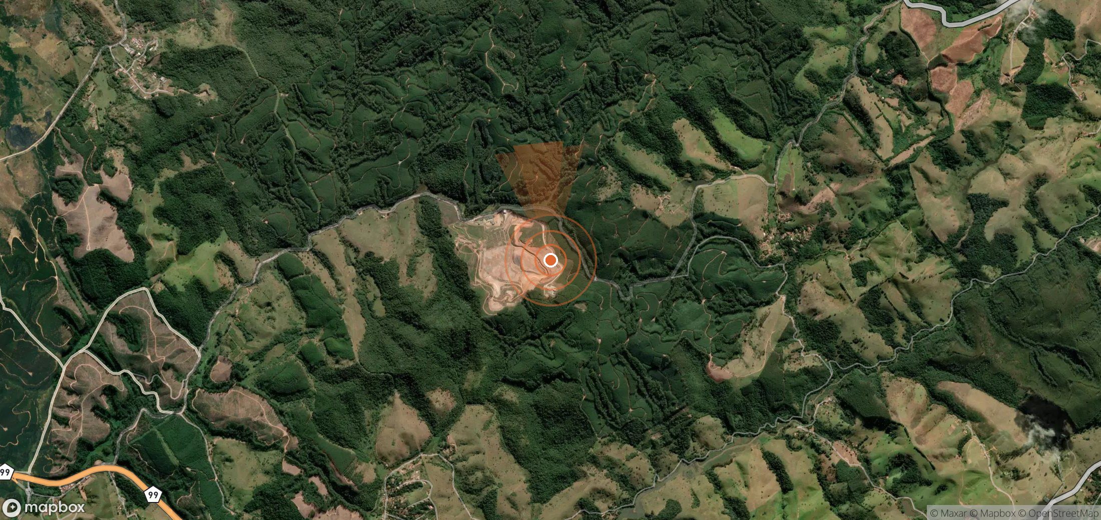 Satellite map of methane plume locations in Brazil
