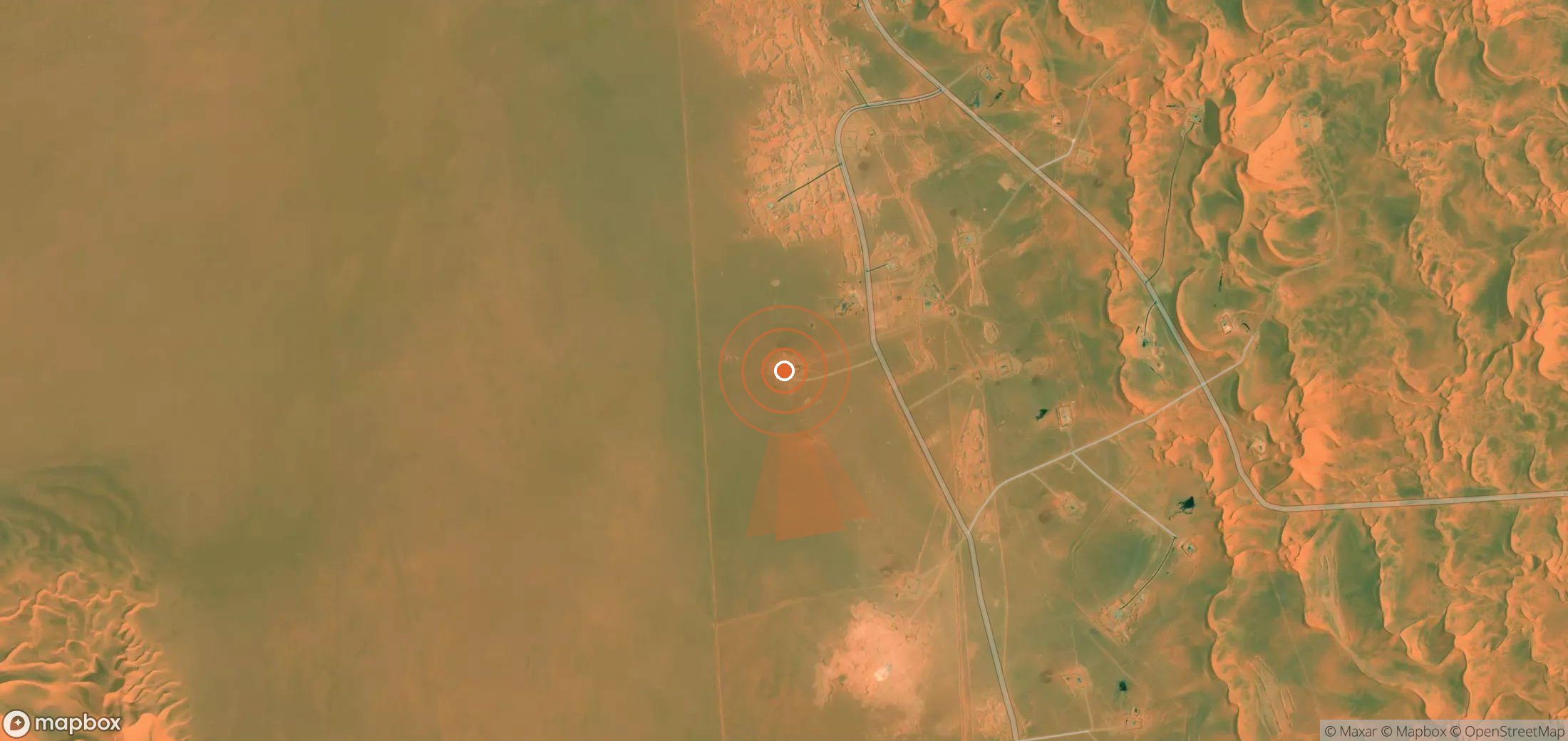 Satellite map of methane plume locations in Algeria