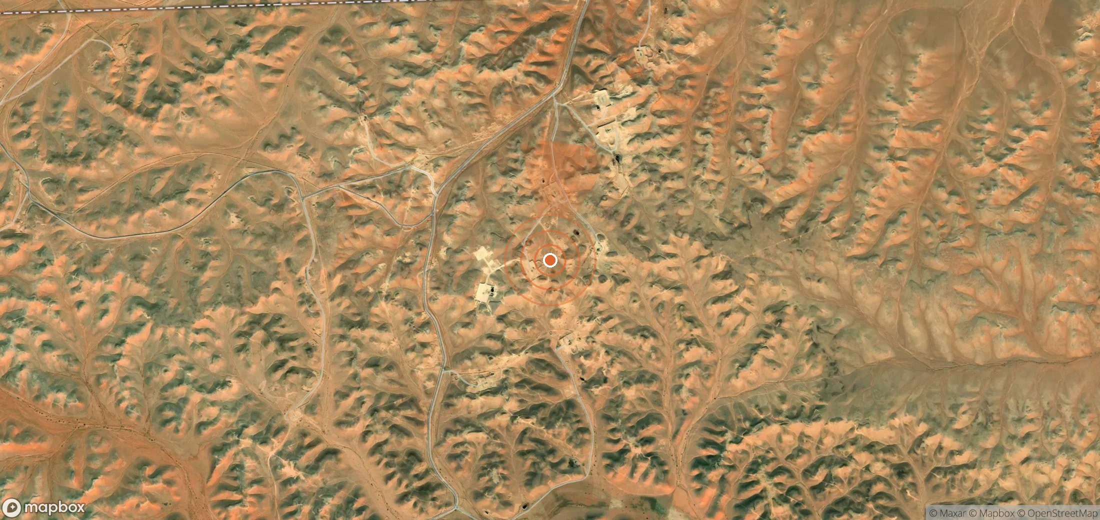 Mapa satelital de plumas de metano en Argelia