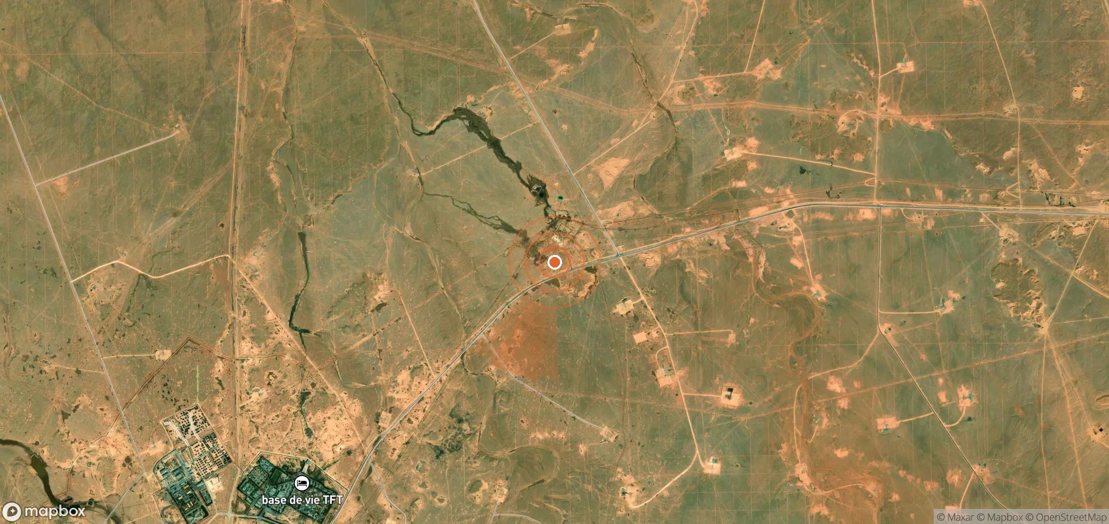Satellite map of methane plume locations in Algeria
