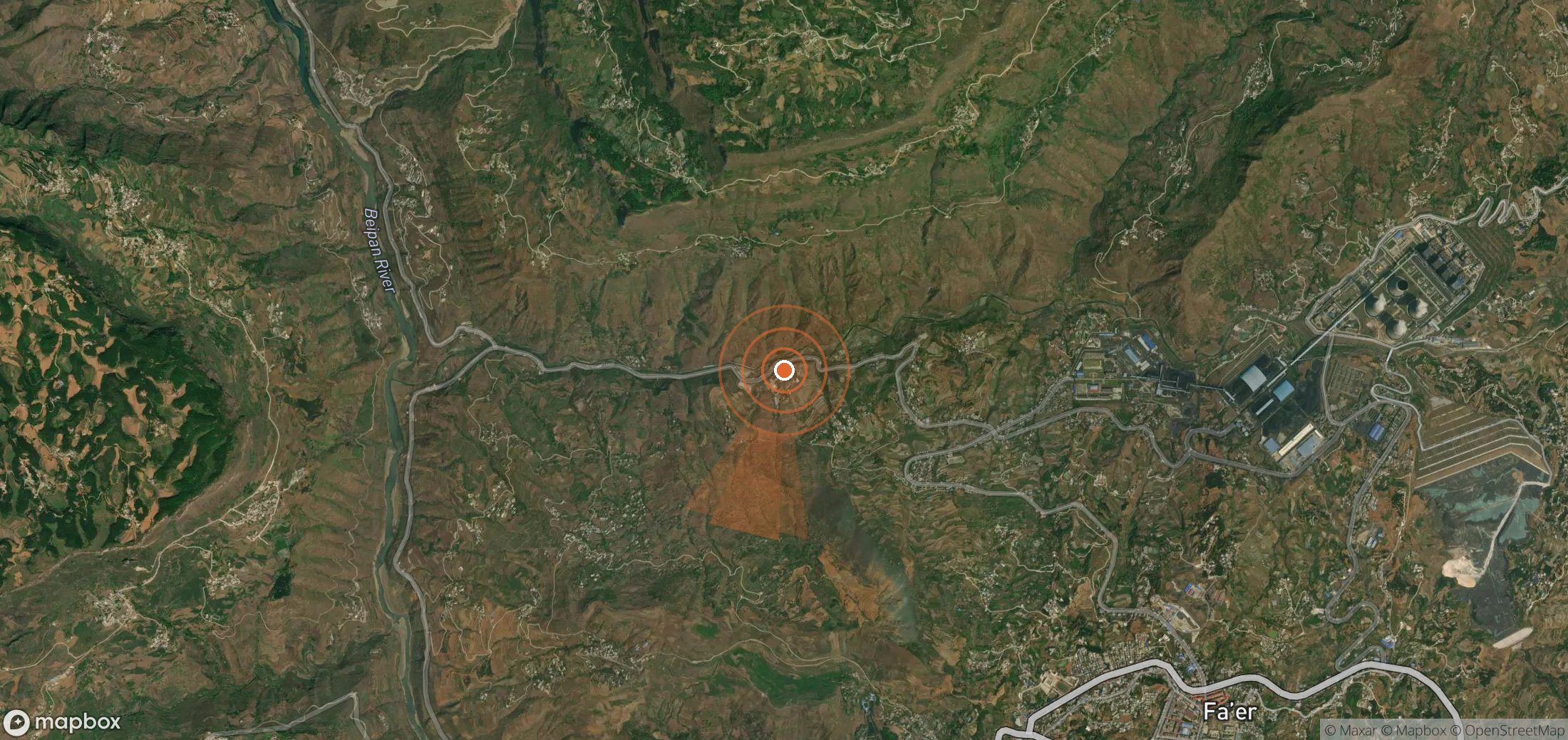 Satellite map of methane plume locations in China