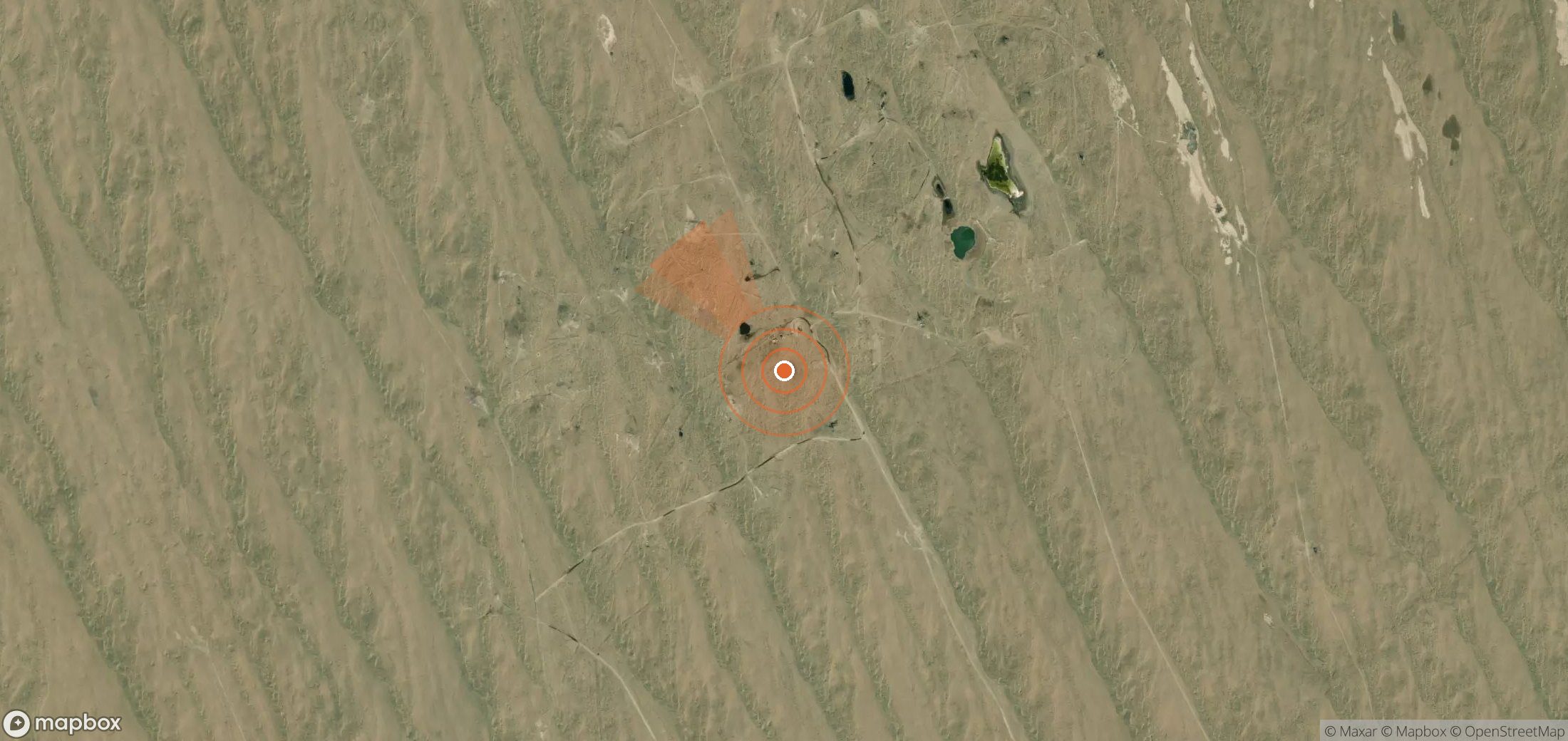 Mapa satelital de plumas de metano en Turkmenistán