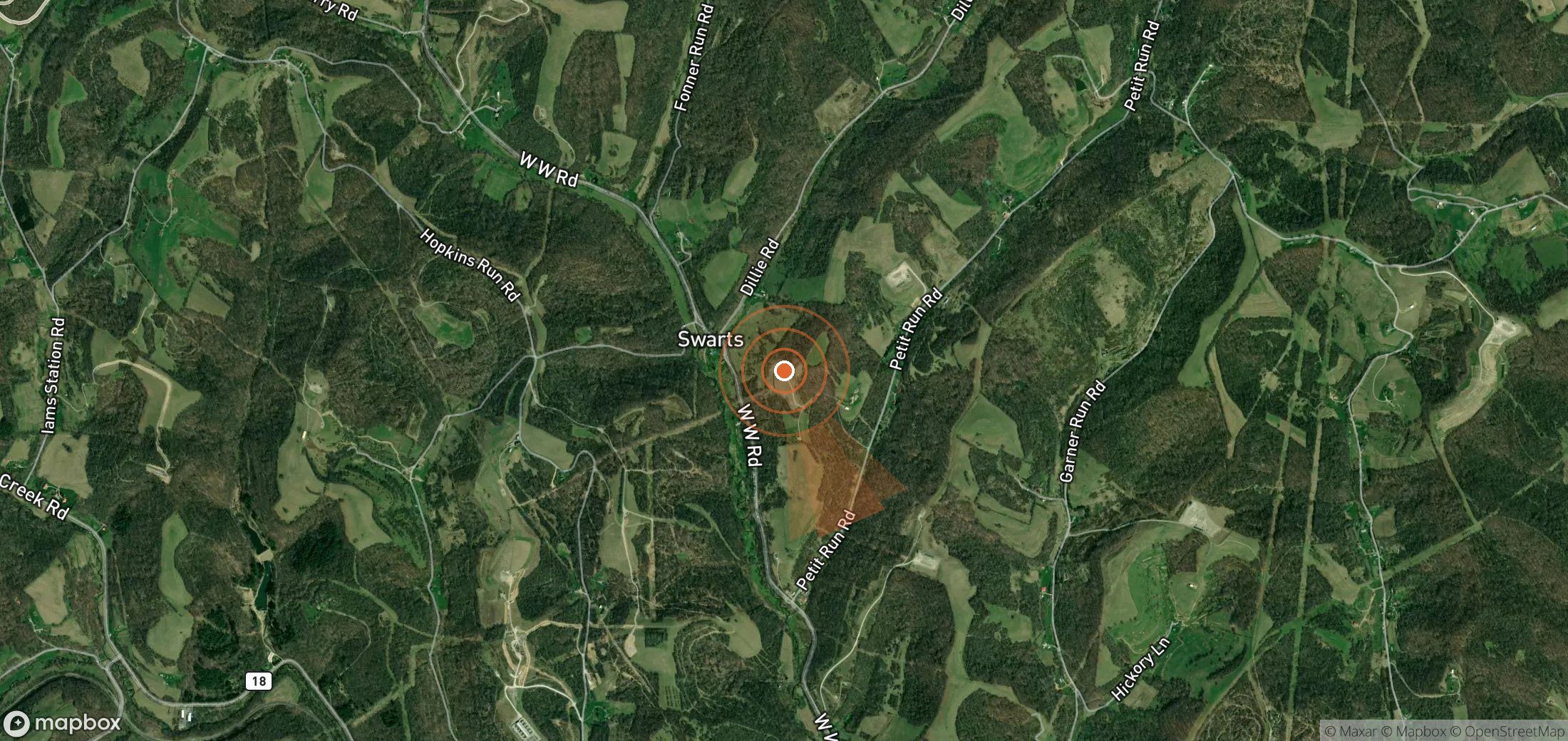 Satellite map of methane plume locations in United States