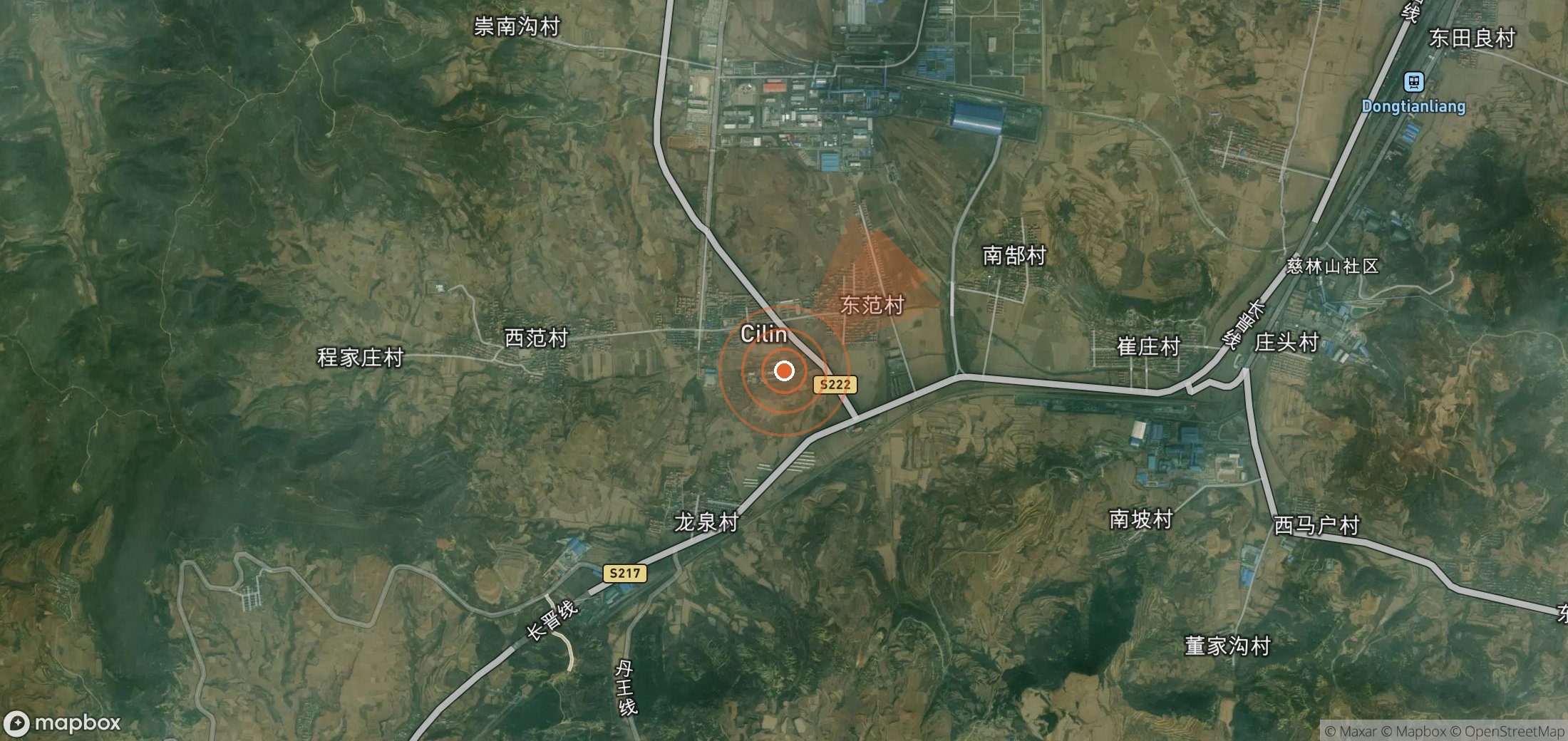 Satellite map of methane plume locations in China