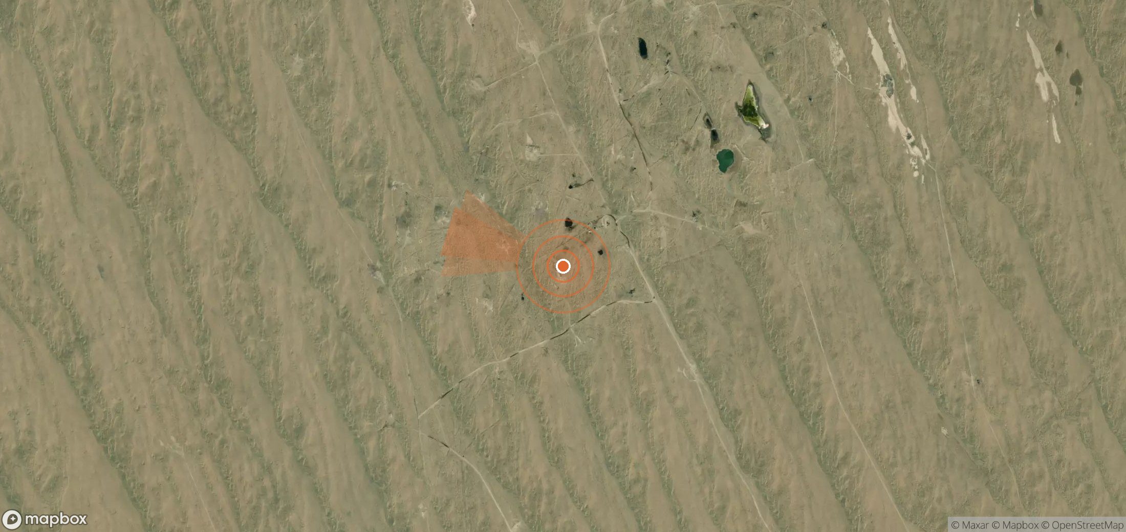 Satellite map of methane plume locations in Turkmenistan