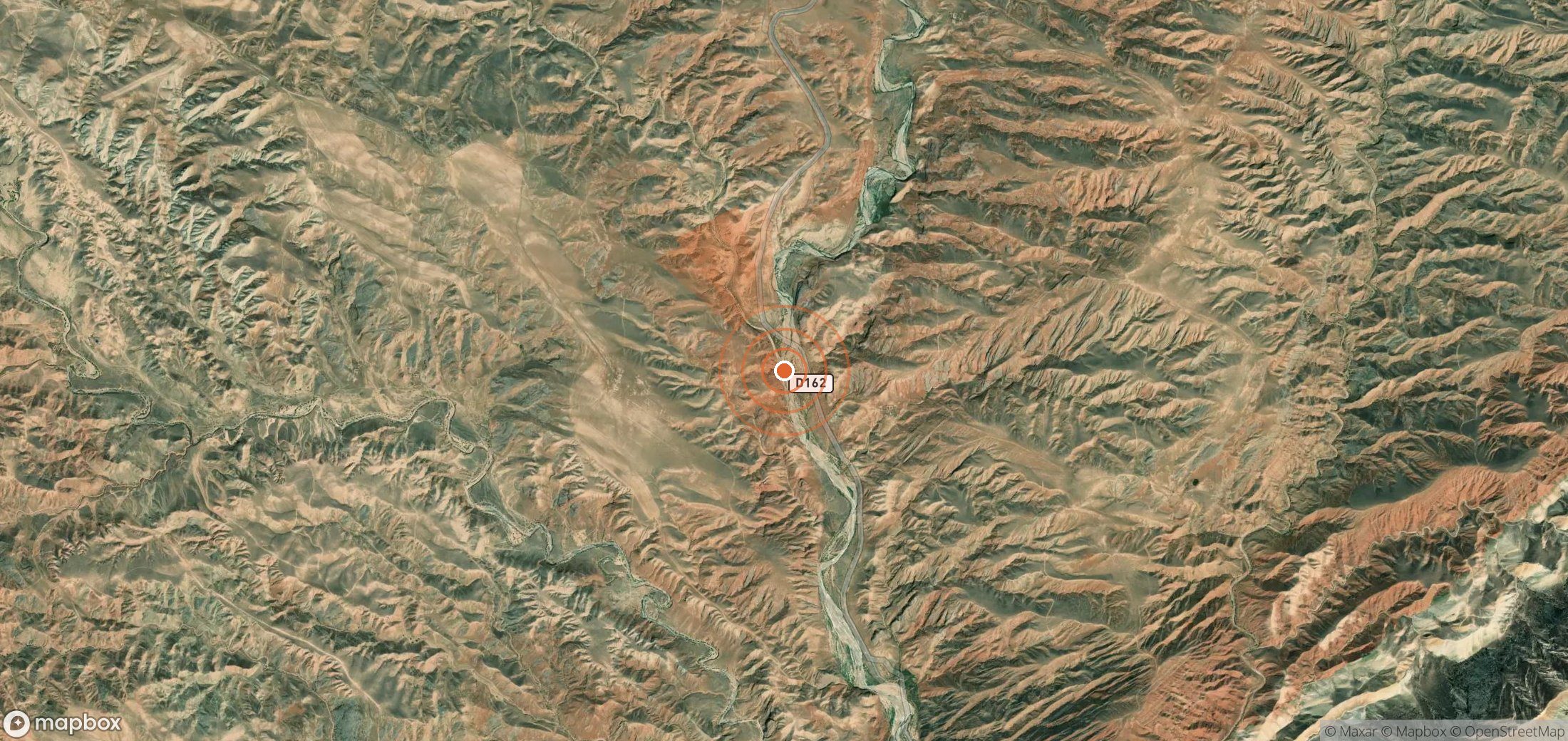 Satellite map of methane plume locations in Uzbekistan