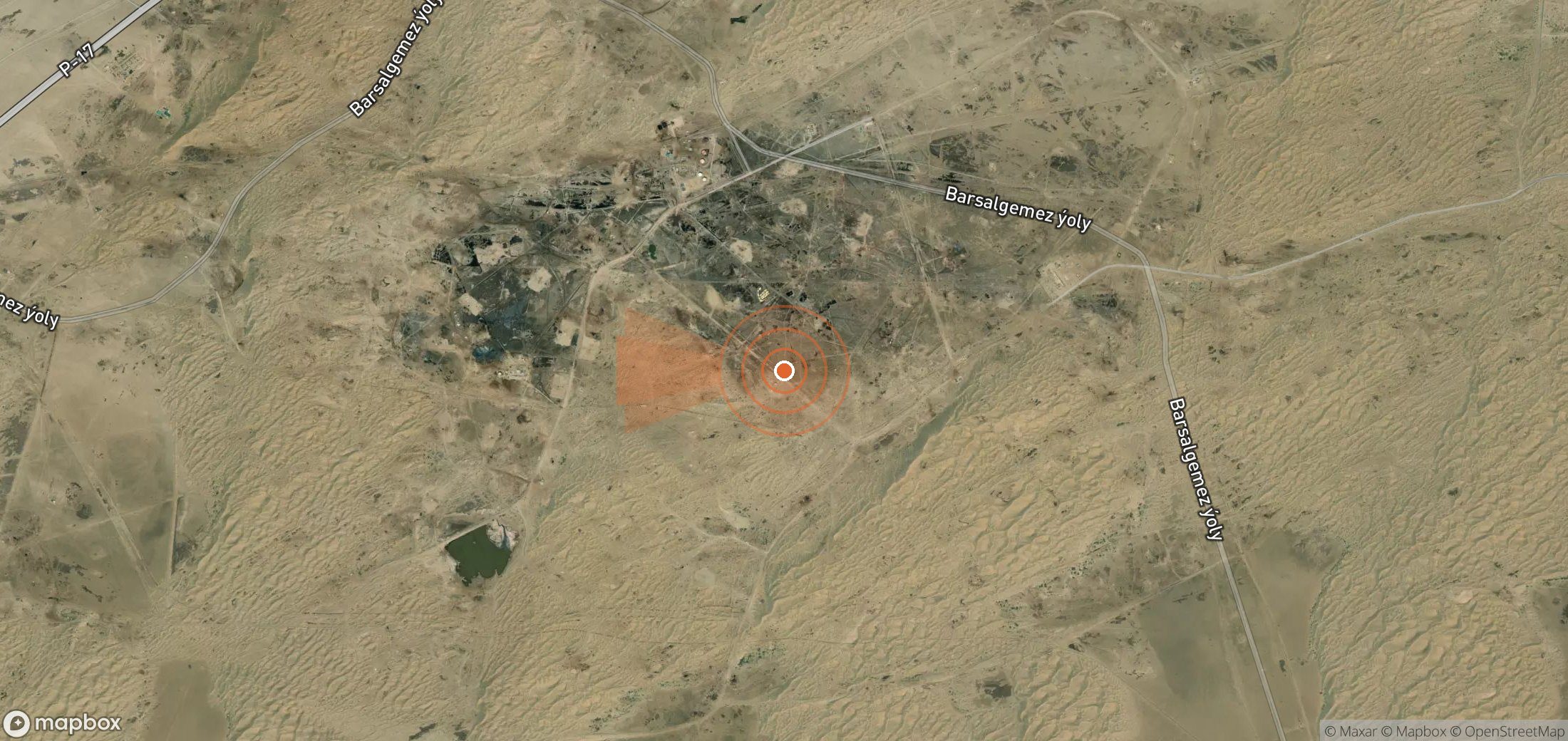 Mapa satelital de plumas de metano en Turkmenistán