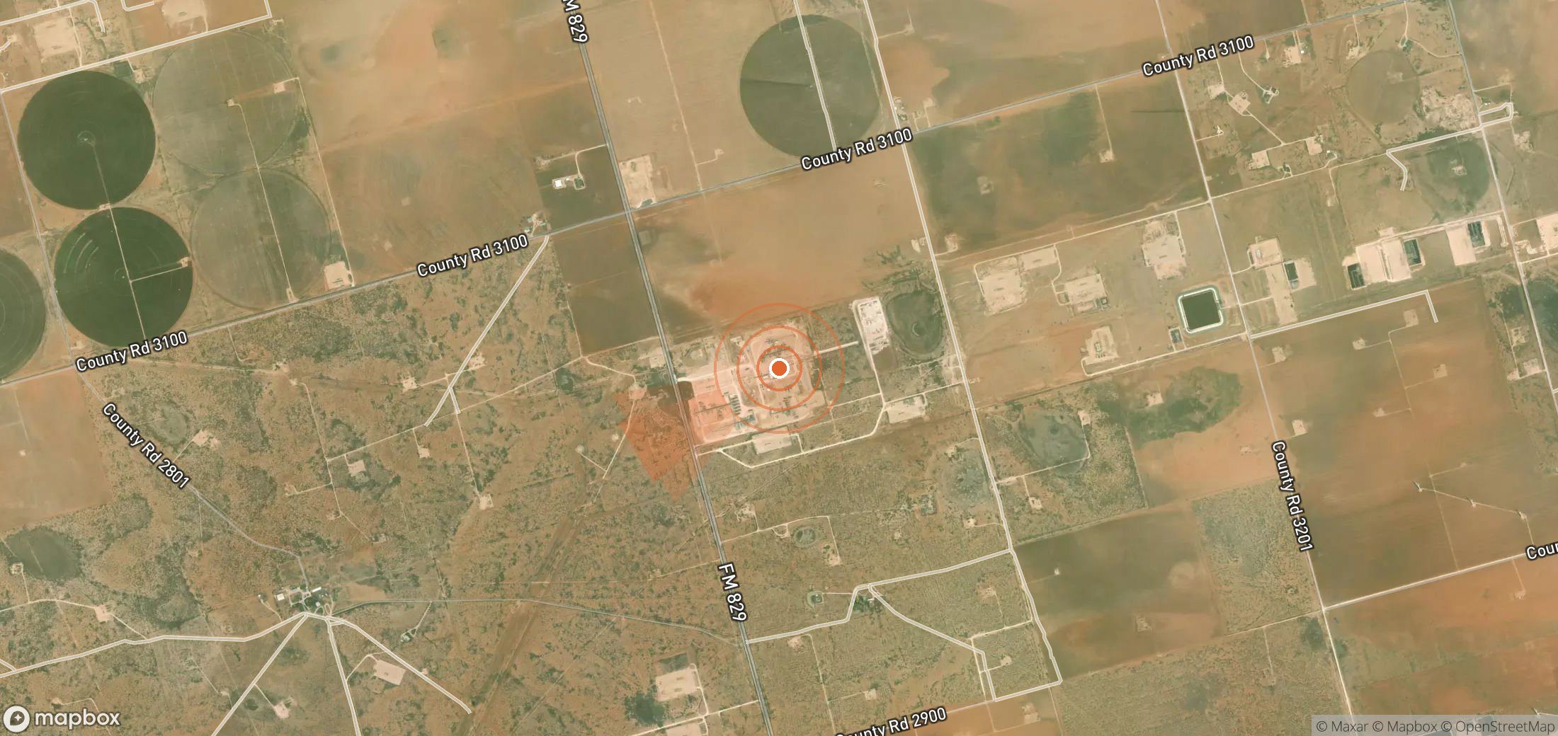 Satellite map of methane plume locations in United States