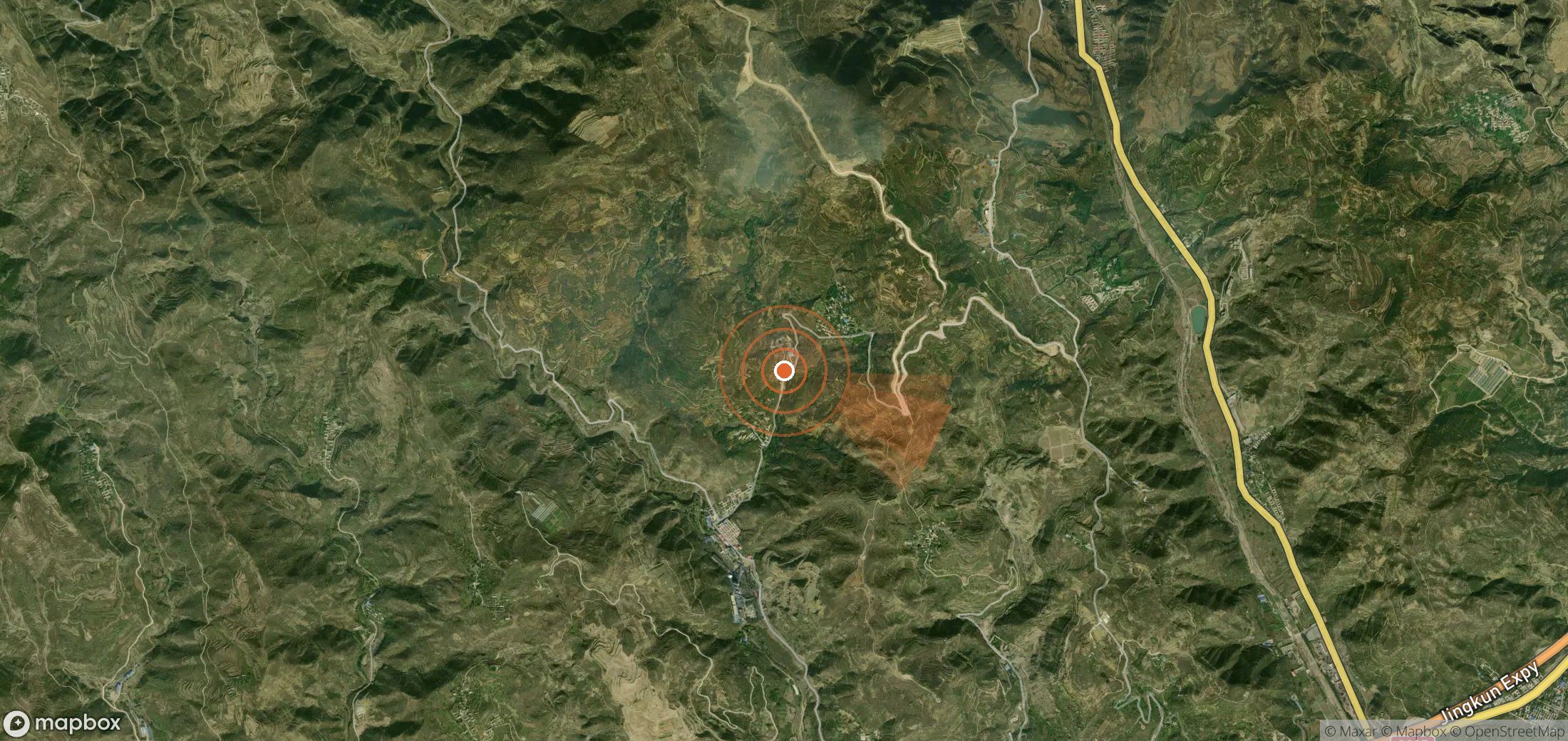 Satellite map of methane plume locations in China