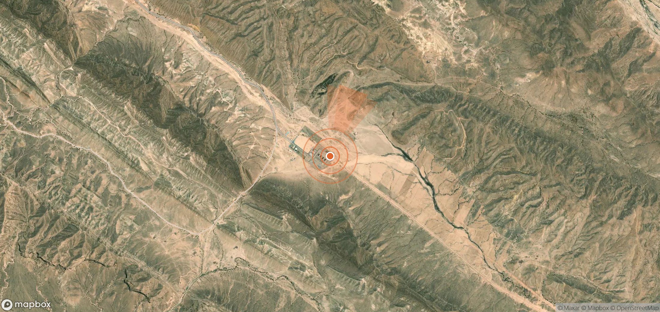 Mapa satelital de plumas de metano en Irán