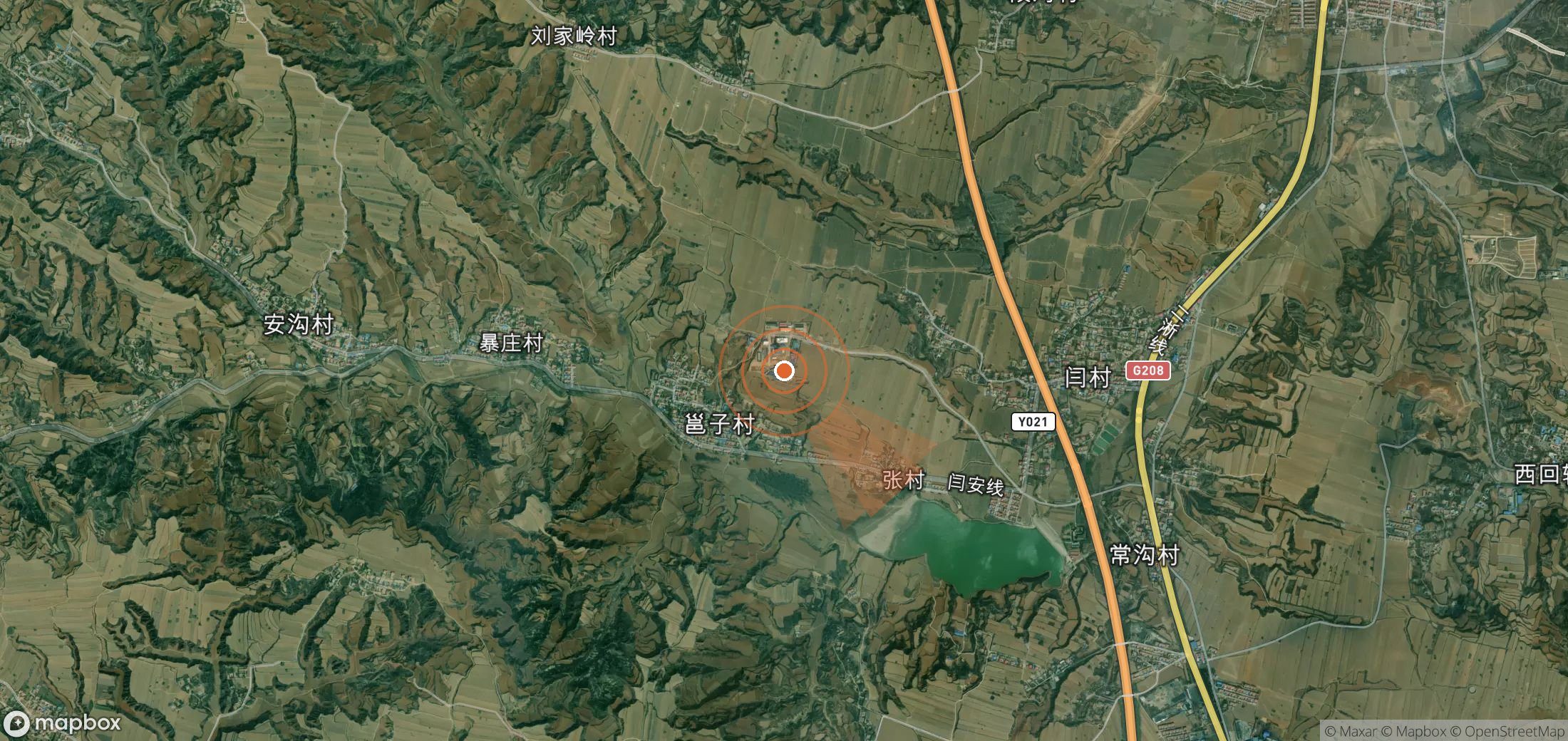 Satellite map of methane plume locations in China