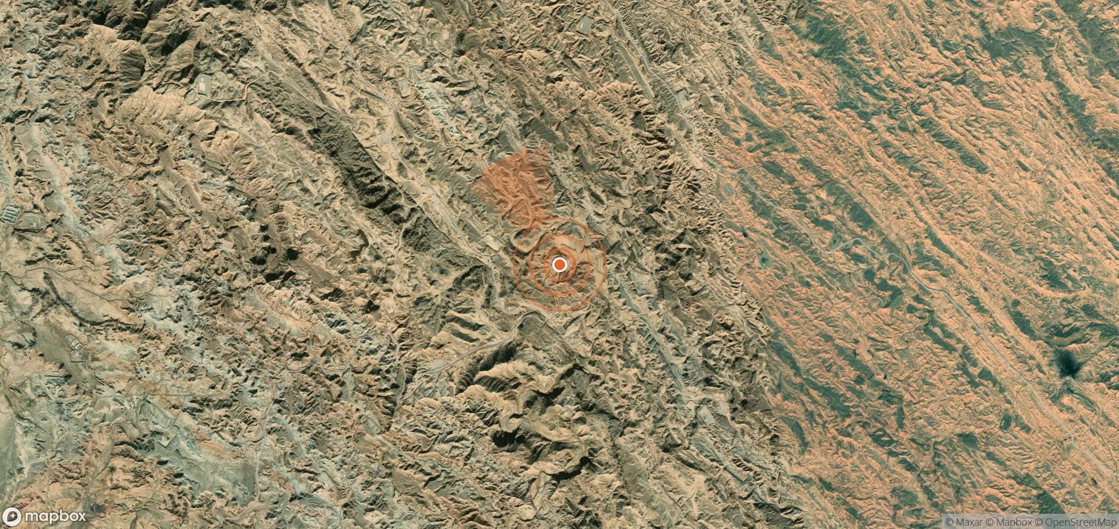 Mapa satelital de plumas de metano en Irán