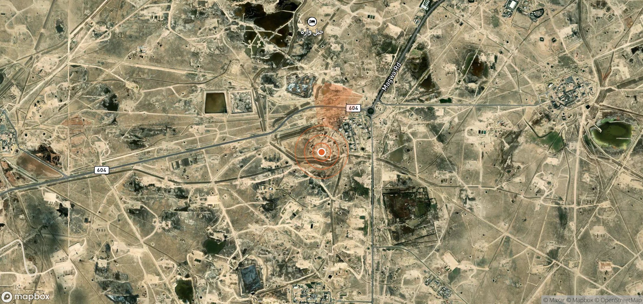 Satellite map of methane plume locations in Kuwait